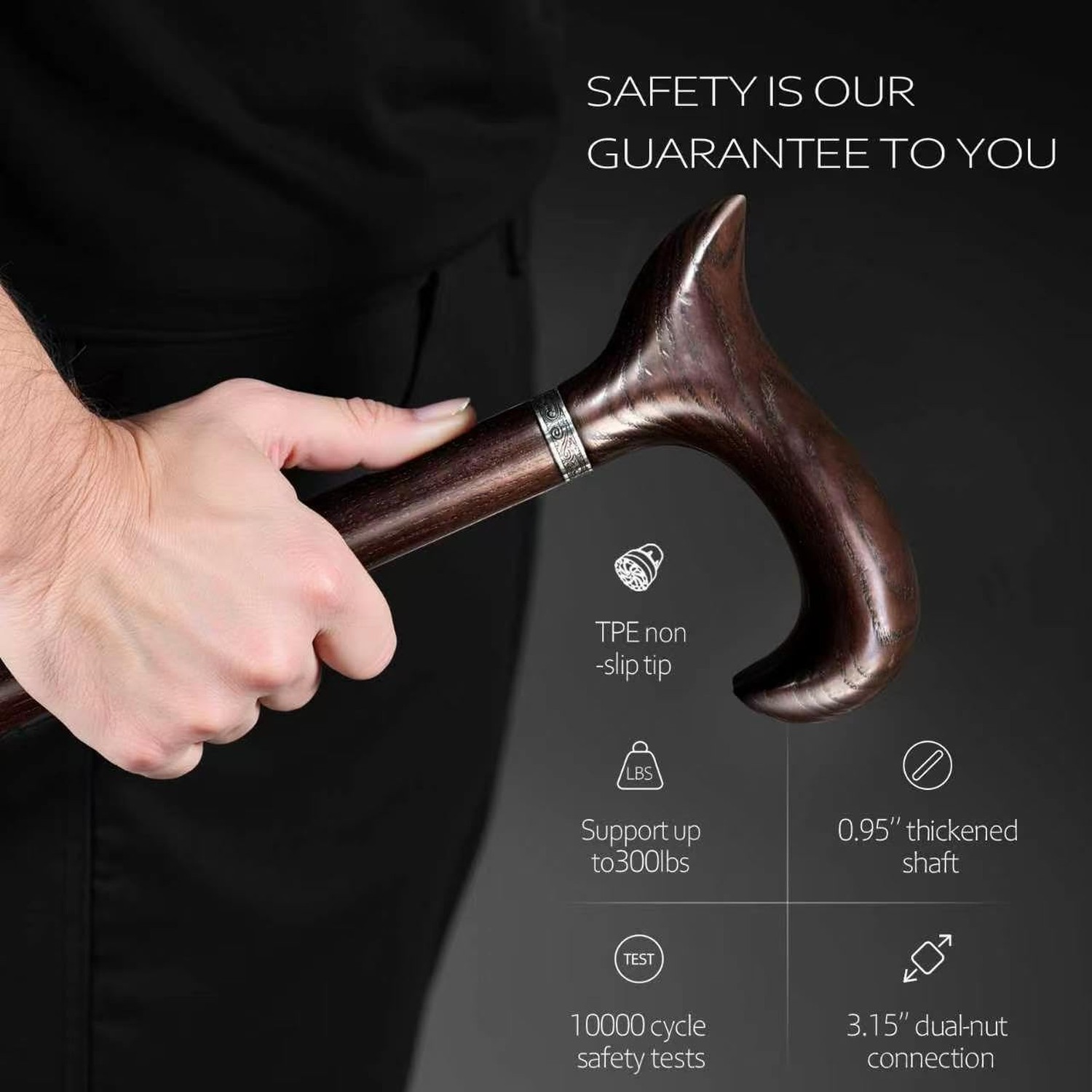 Walking Cane 36-38 Inches, Elegant Wooden Cane for Men/Women | Support up to …
