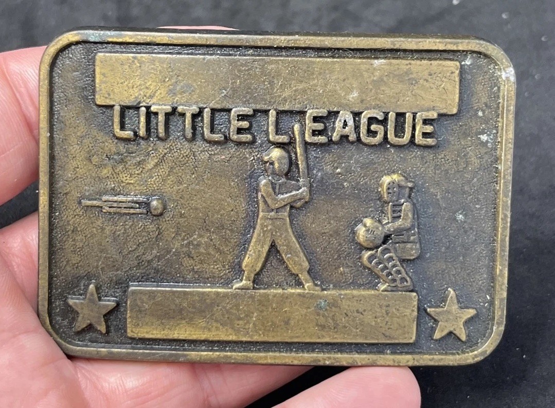 VINTAGE 1970s **LITTLE LEAGUE BASEBALL** BELT BUCKLE Brass