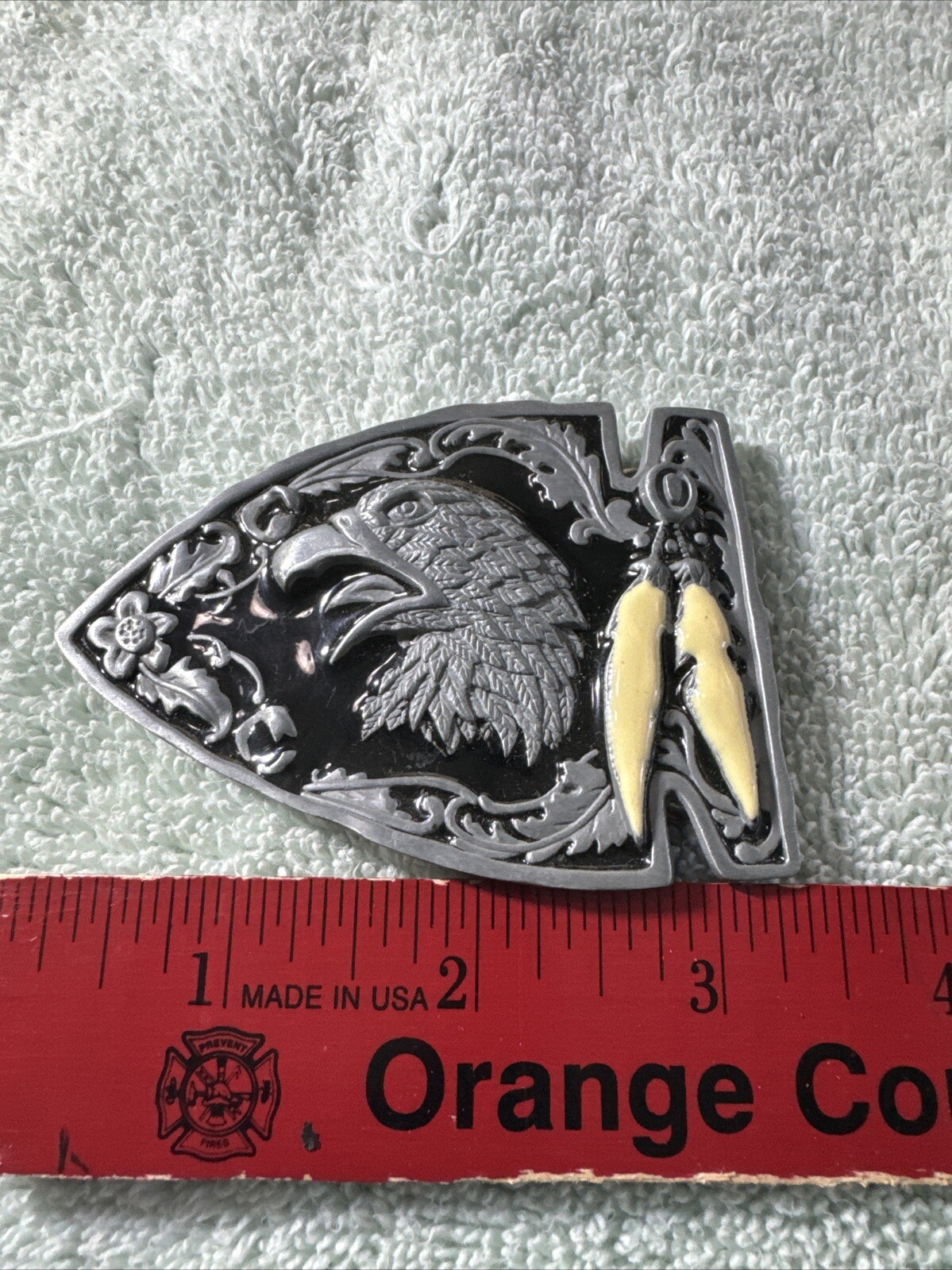Arrowhead Eagle Feather Enamel METAL Belt Buckle NEW OLD STOCK