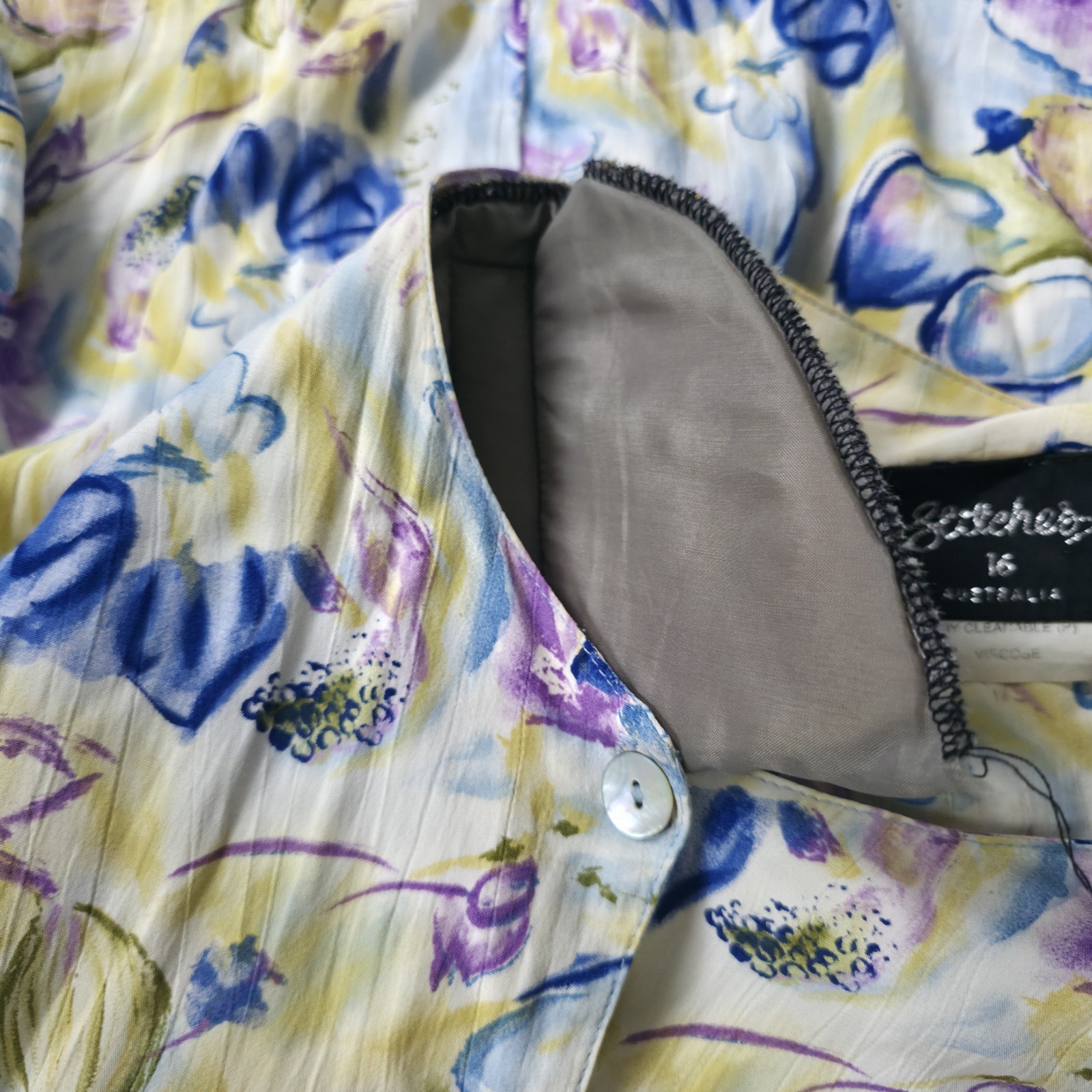Vintage Stitches Australia Floral Midi Dress Belted Button Front Plus Size 16