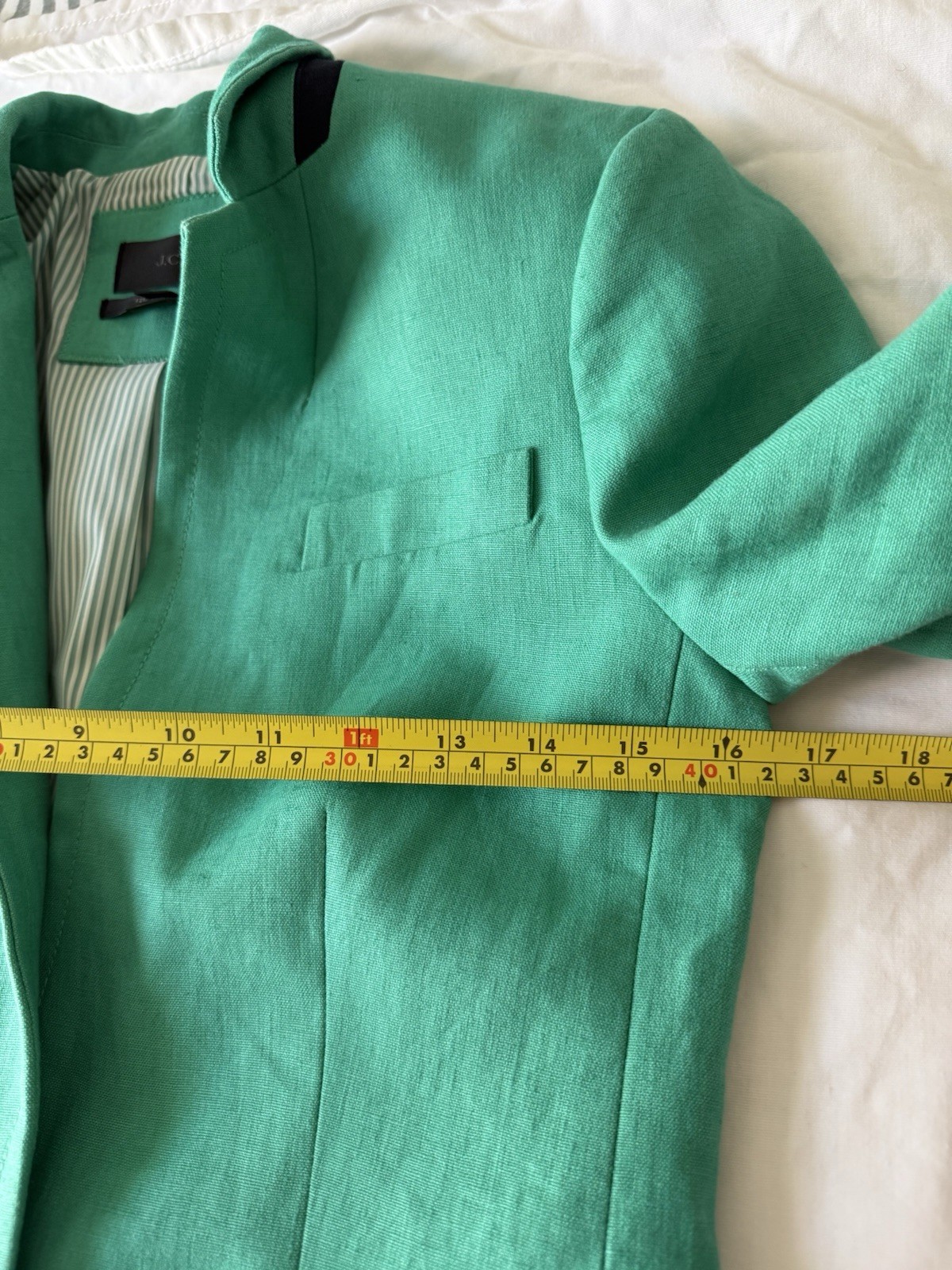J. CREW Green 100% Linen Regent Blazer SZ 00 Career Preppy Business Women’s