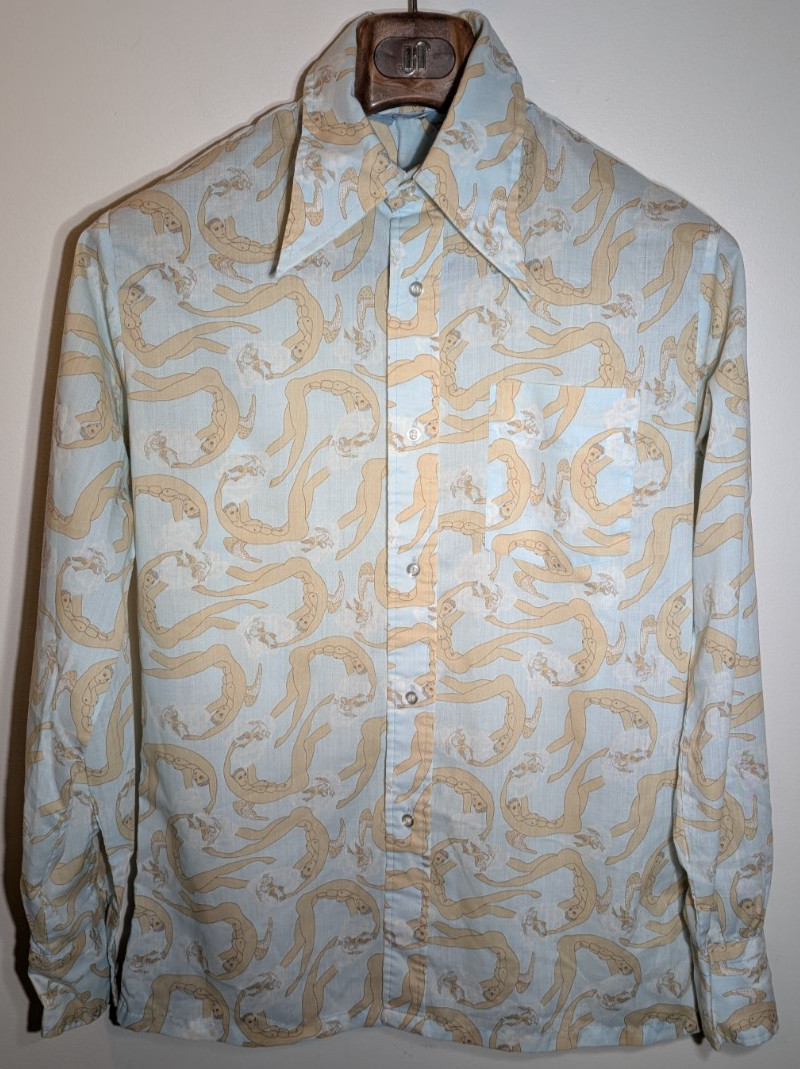 Vintage David Winter Division of Lancer All Over Print Shirt 70s 1970s Size M