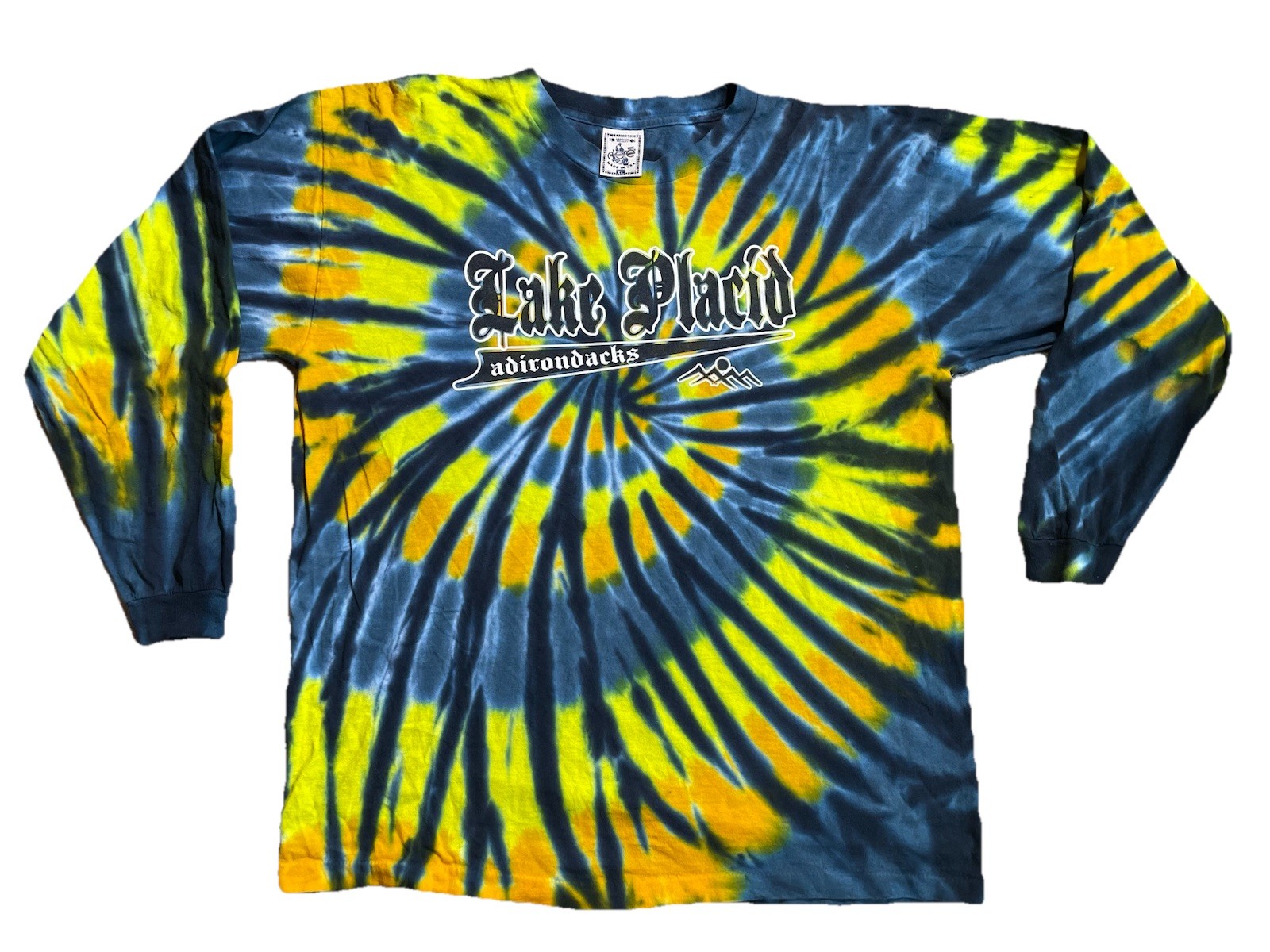 VINTAGE Y2K LAKE PLACID ADIRONDACKS TIE DYE SHIRT XL LONG SLEEVE ALORE USA NY