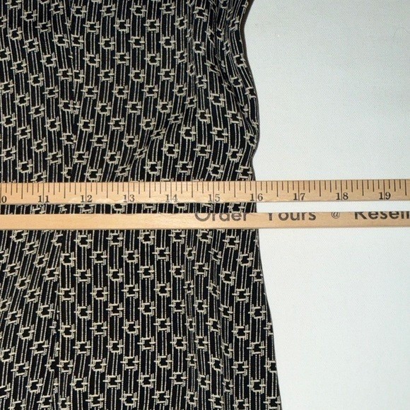 Karen Kane Vintage Black White Geometric Maxi Dress Button Front Tie Back Size 6