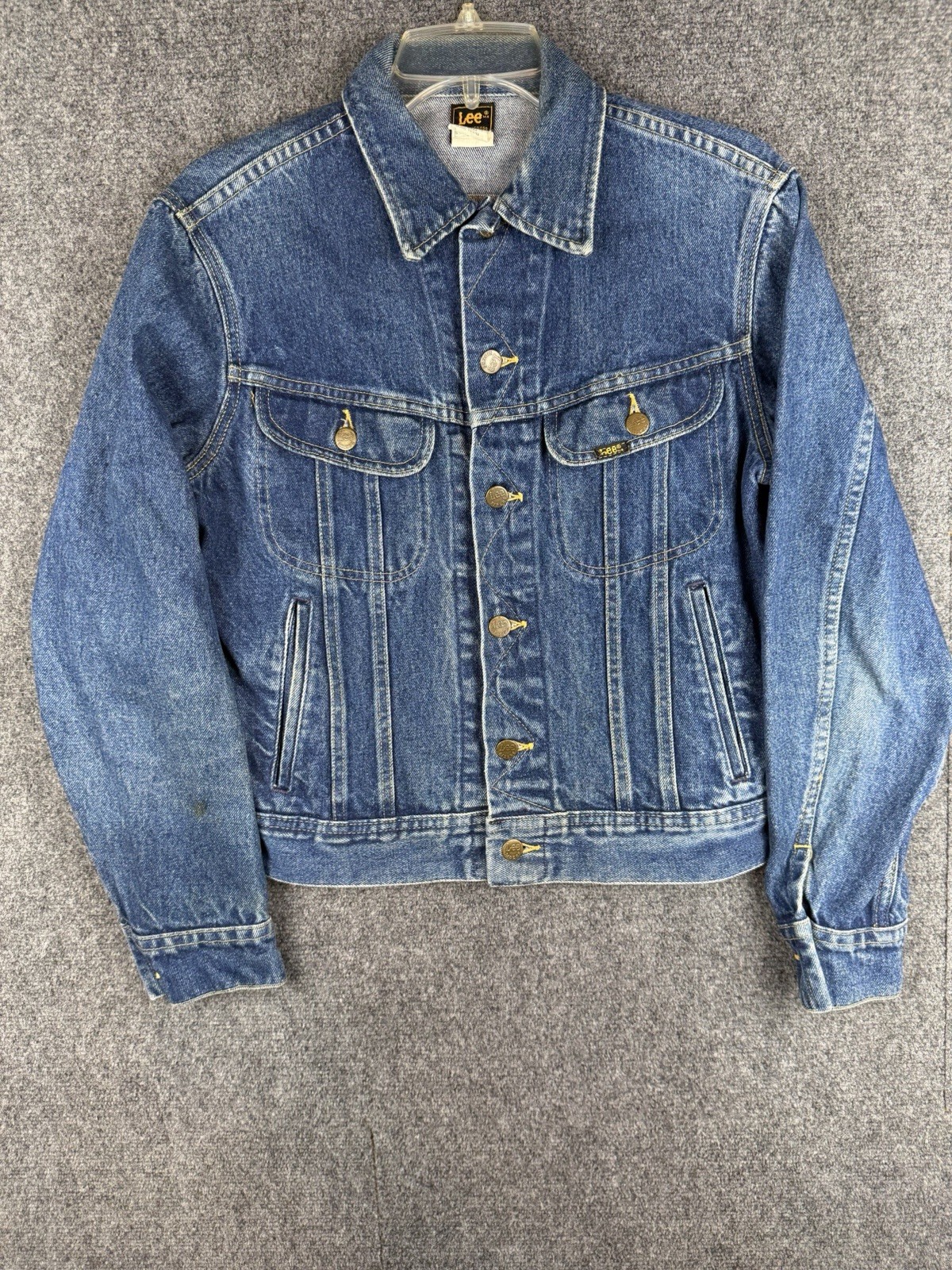 Vintage Lee Denim Trucker Jacket 80s Union Made PATD-153438 38R Blue
