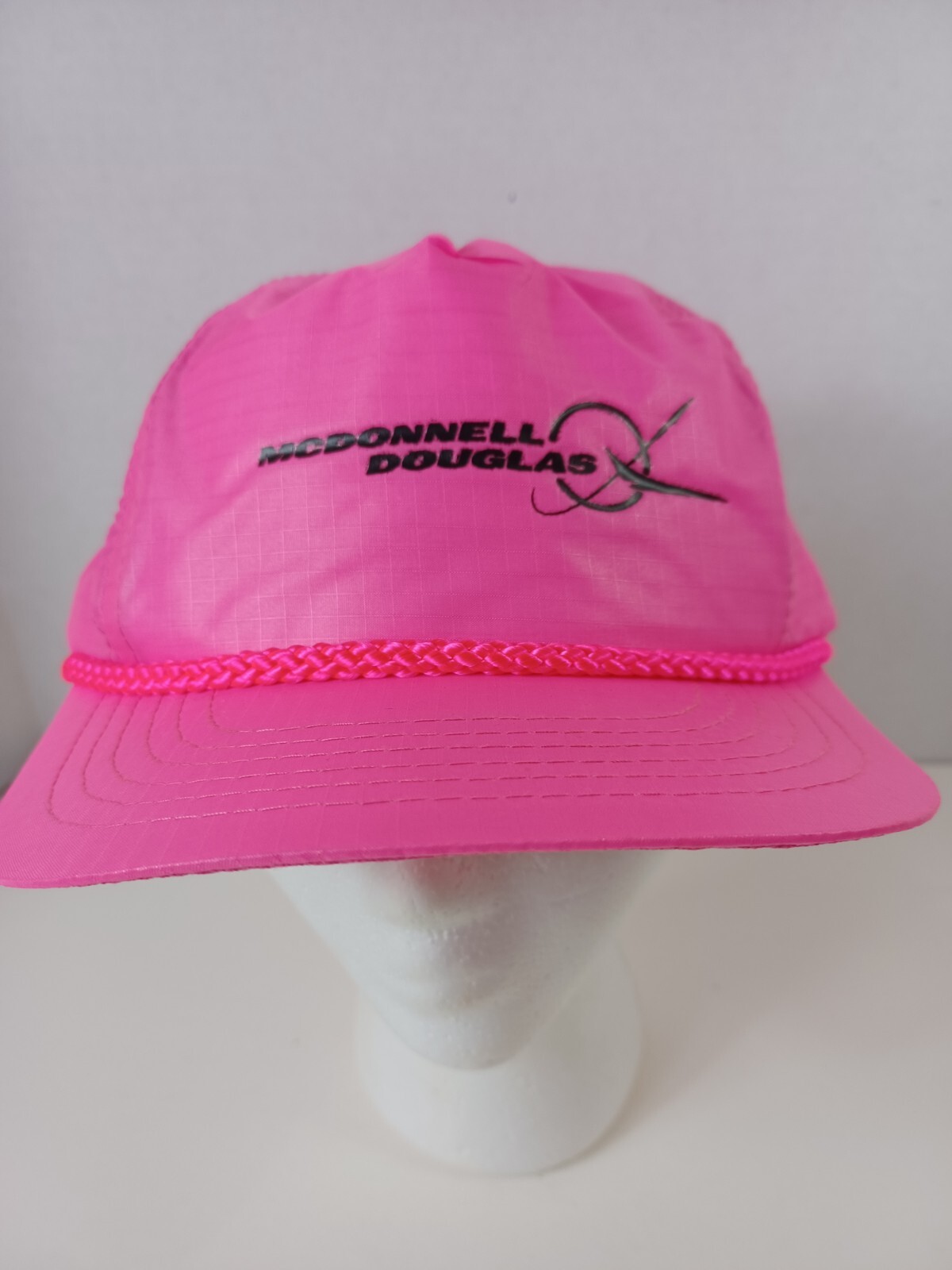 Vintage McDonnell Douglas Nylon Neon Hat – Pink Rope Snapback