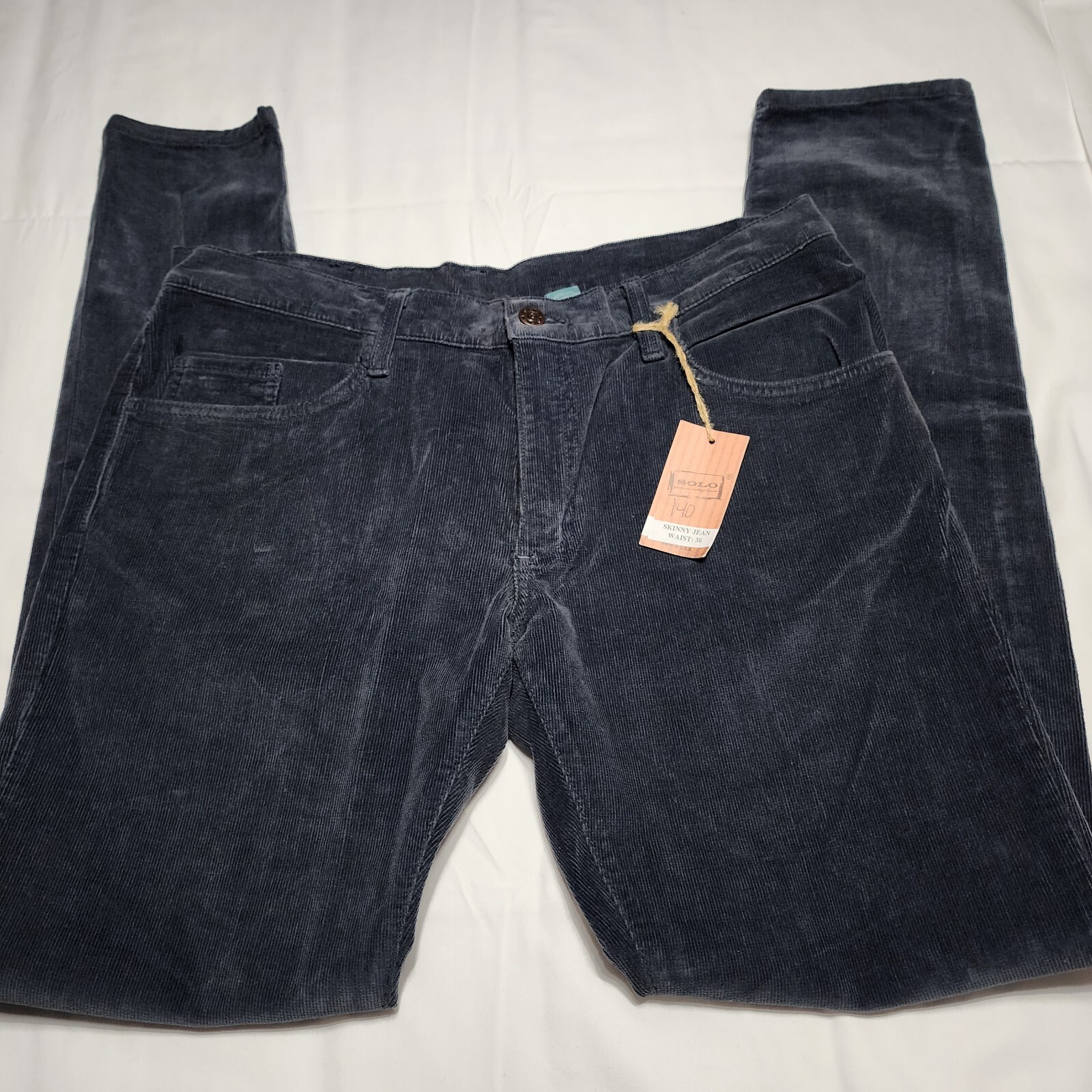 VINTAGE Solo Semore Jeans Womens 36 Blue Corduro Skinny Leg Deadstock 90s Y2K