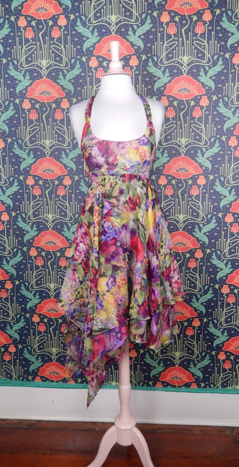 Vintage 90’s Y2K Jill Stuart Pointy Hem Empire Waist Fairycore Silk Dress