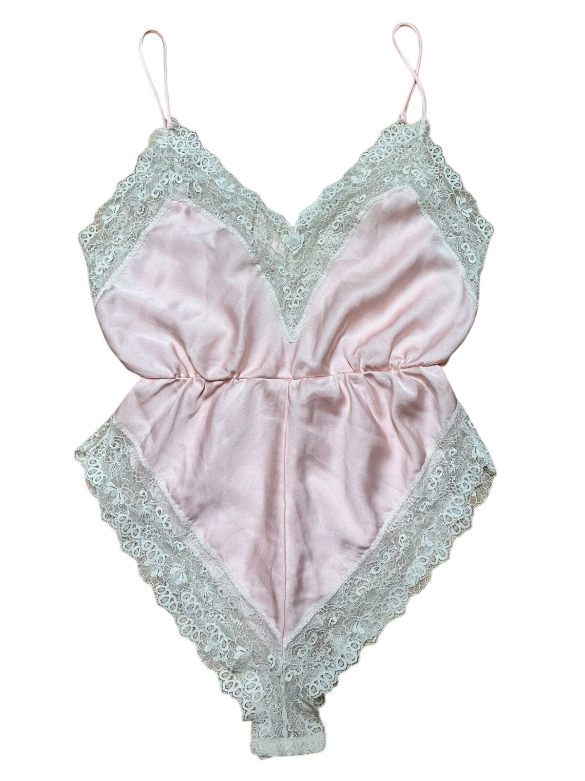 Vintage Ms. Leslee Pink Teddy Bodysuit Romper French Cut Tagged Large Fits Small