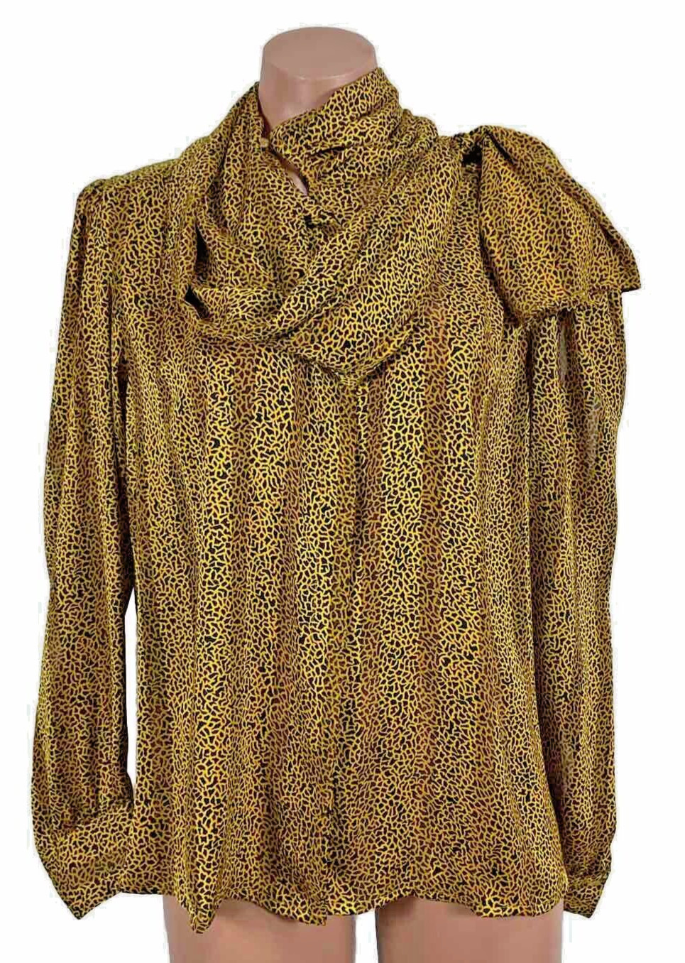 Vtg 80s La Chine Classic Galinda Wang Abstract Blouse Top Art to Wear Secretary