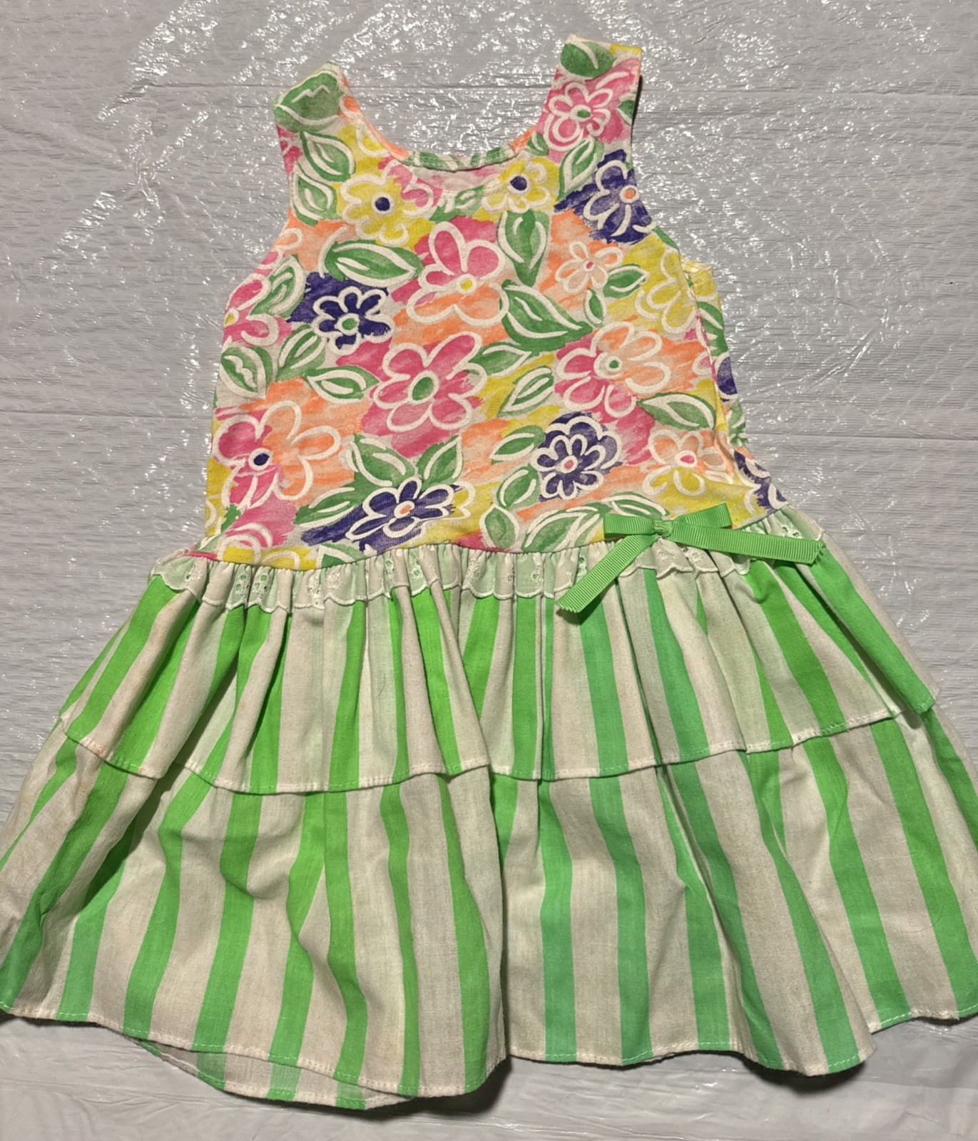 Vintage 1990’s Spring Sleeveless Bright Color Dress Size 3T