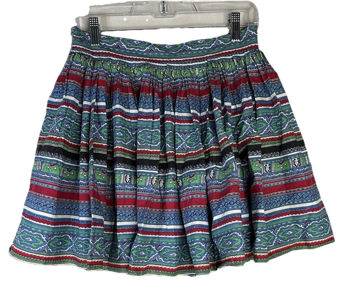 Vintage 1950s Skirt Pleated Bubble Bloomers Skort Tribal Nordic Bandana Print XS