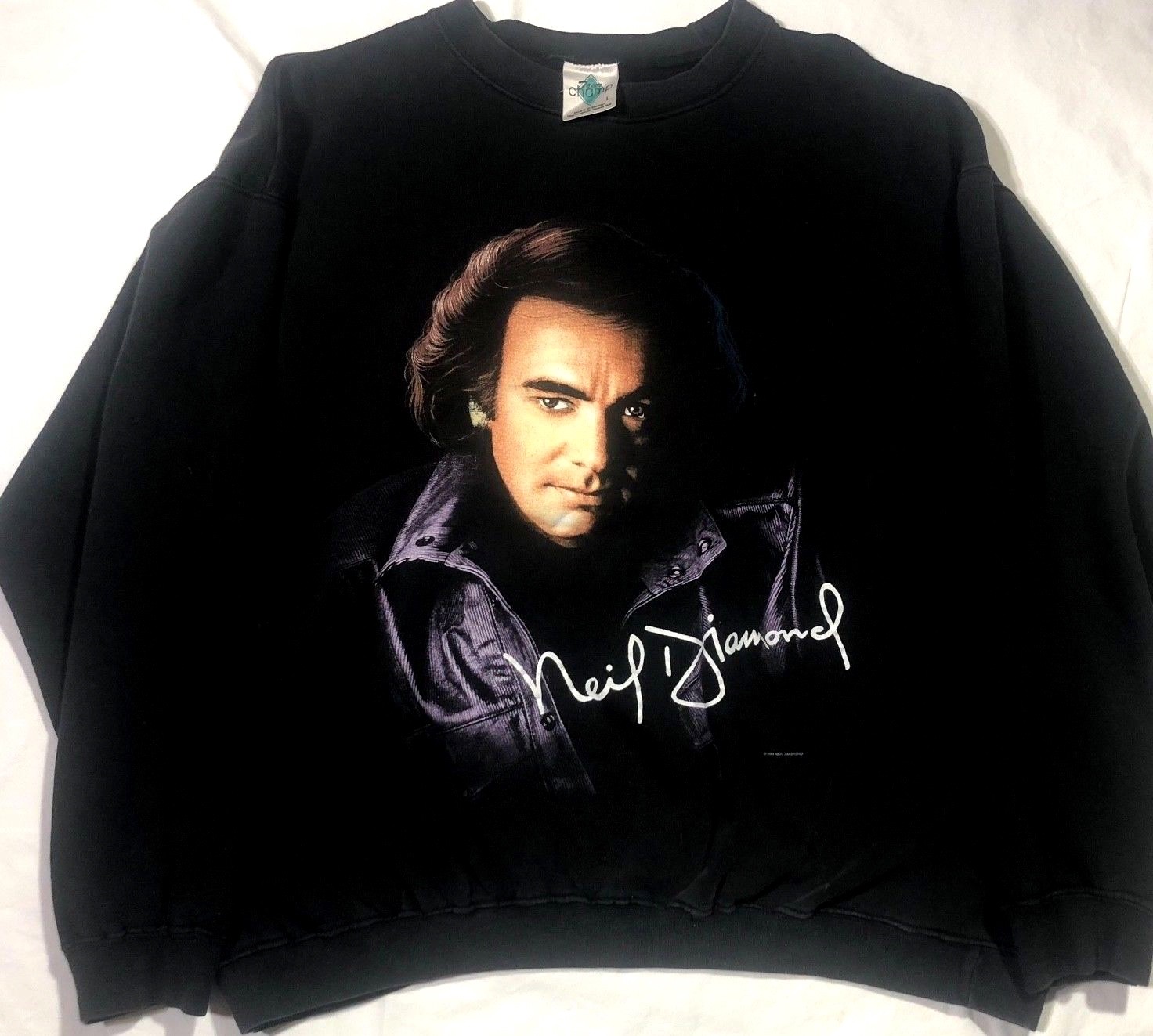 Vintage1993 Tour Champ Neil Diamond Concert Tour Black Crewneck Sweatshirt Large