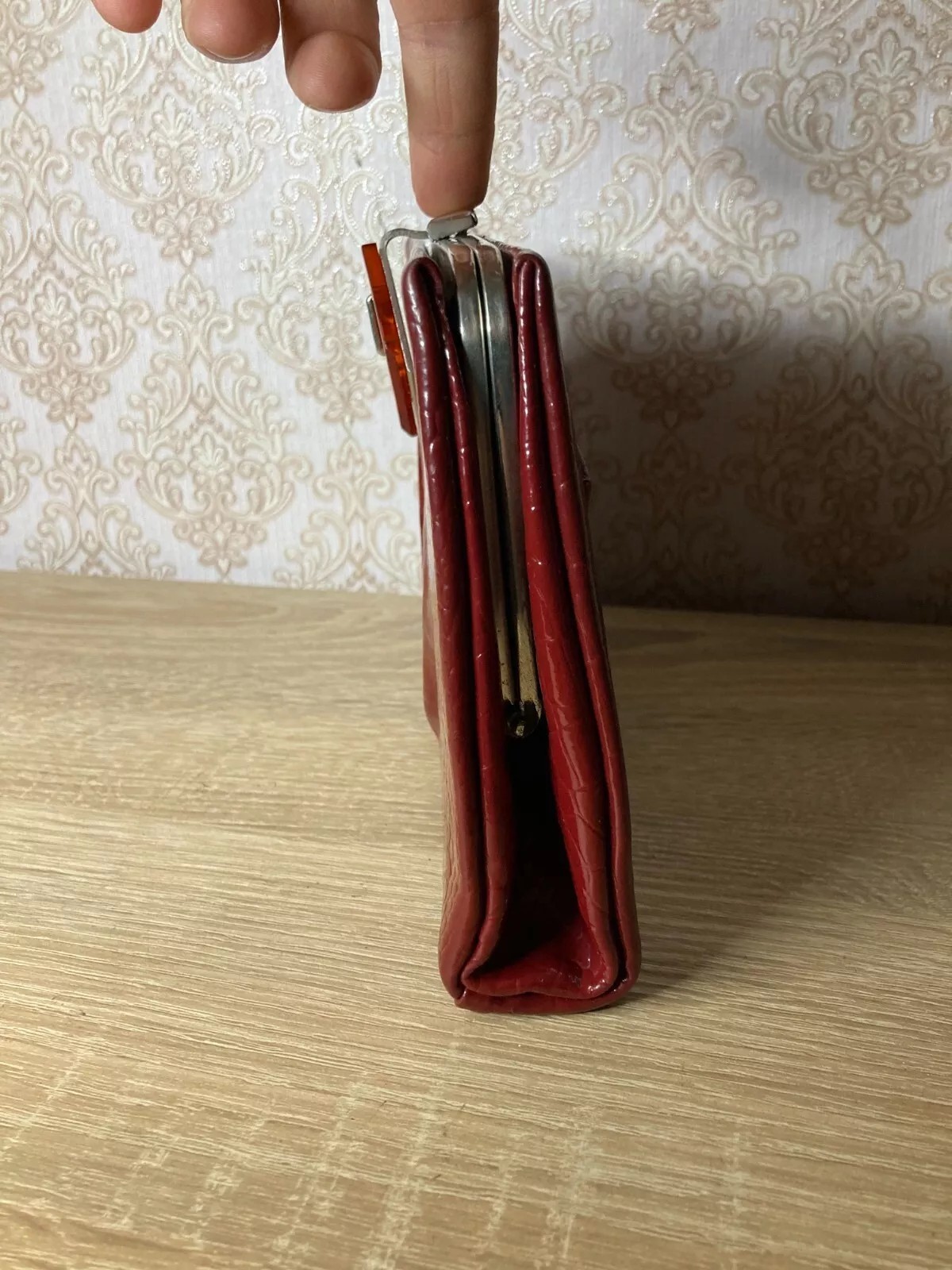 Vintage red patent leather evening bag, handbag. Clutch Bag