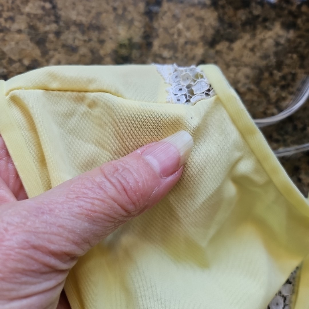 Vtg 60s Sunshine Yellow Long Nylon Nightgown Sleeveless Lace/Fluffy Pleating