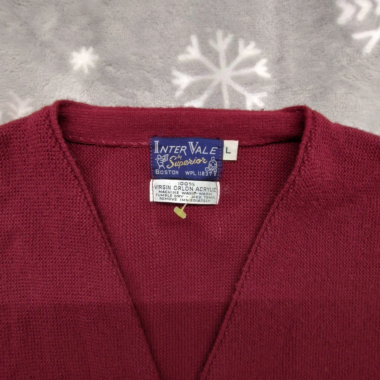 Vtg 70s Intervale Cardigan Sweater Men’s XL Dark Red Orlon Acrylic