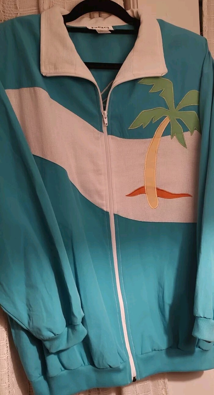 Rafael Vintage Palm Tree Jacket Windbreaker Miami Cruise Large