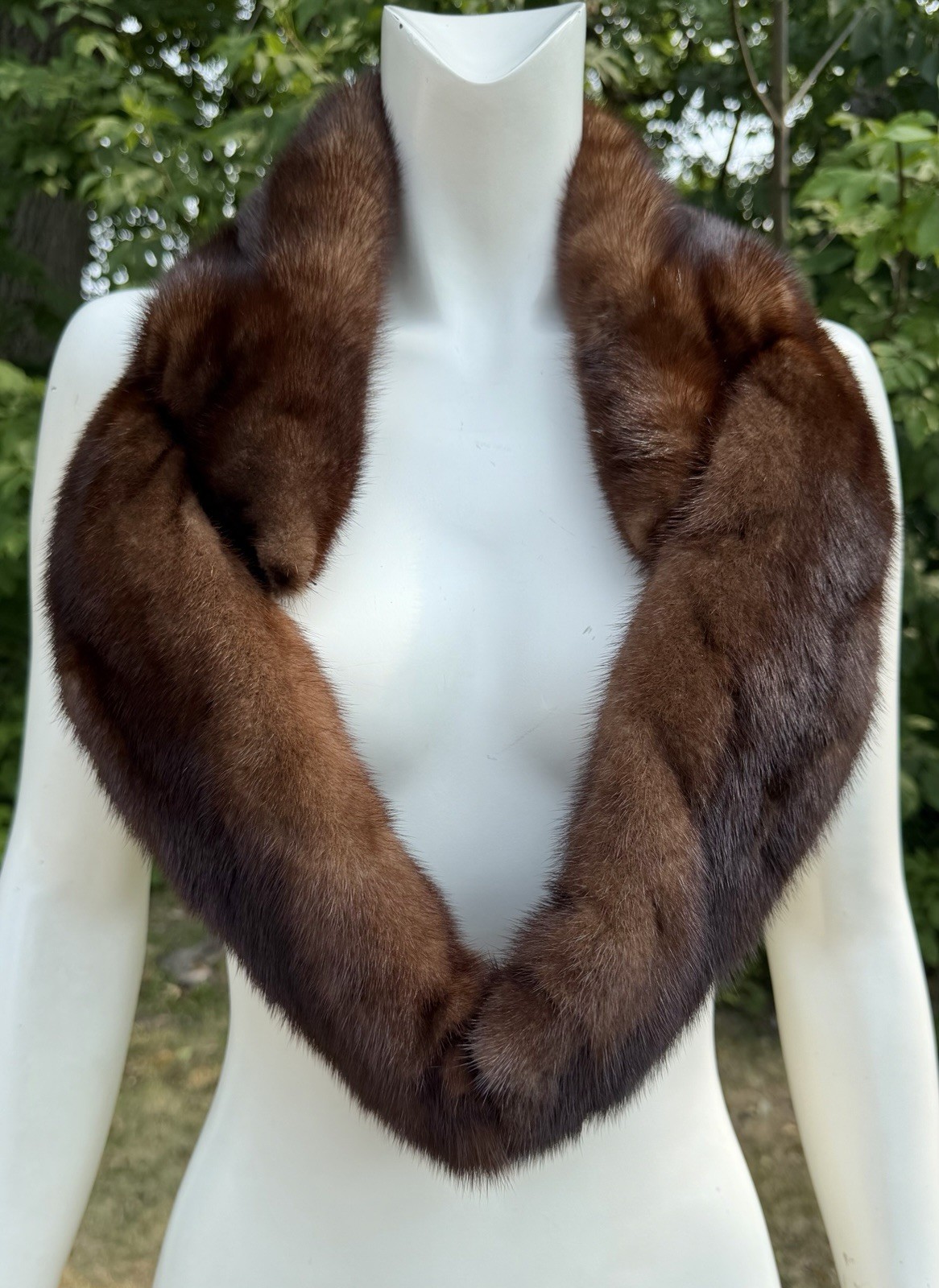 Vintage GENUINE MINK FUR Boa Collar Wrap Velvet Lining Dark Brown Add to Coat
