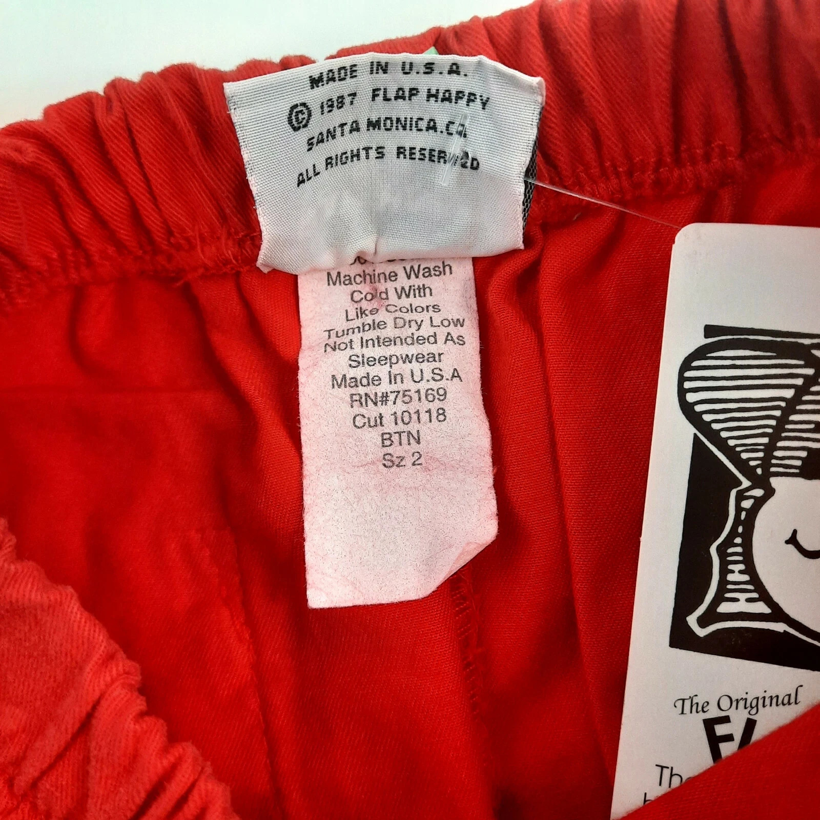 Vintage Flap Happy Shorts Boys 2 3 5 Red Cotton Elastic Waist Late 90s USA Made