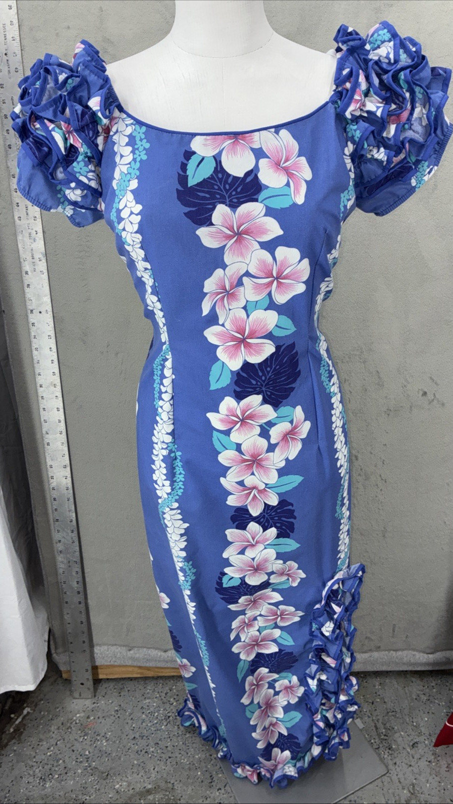 Vintage Royal Creations Hawaiian Maxi Dress Floral Resort Vacation USA Womens Lg