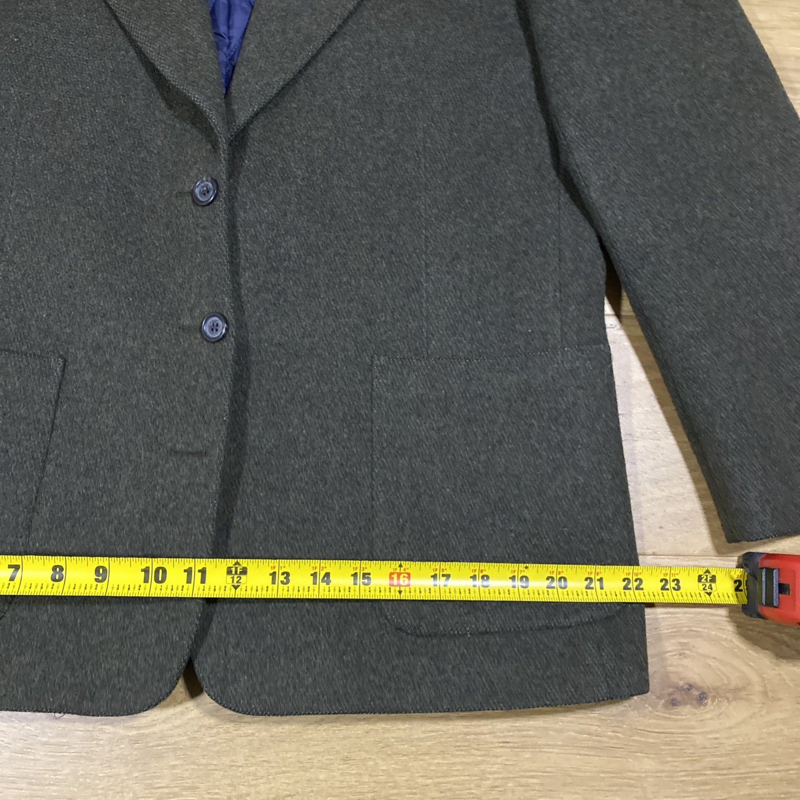 VTG L.L.Bean Wool Blazer Jacket Women’s Size 12 Reg Dark Green Tweed USA Made