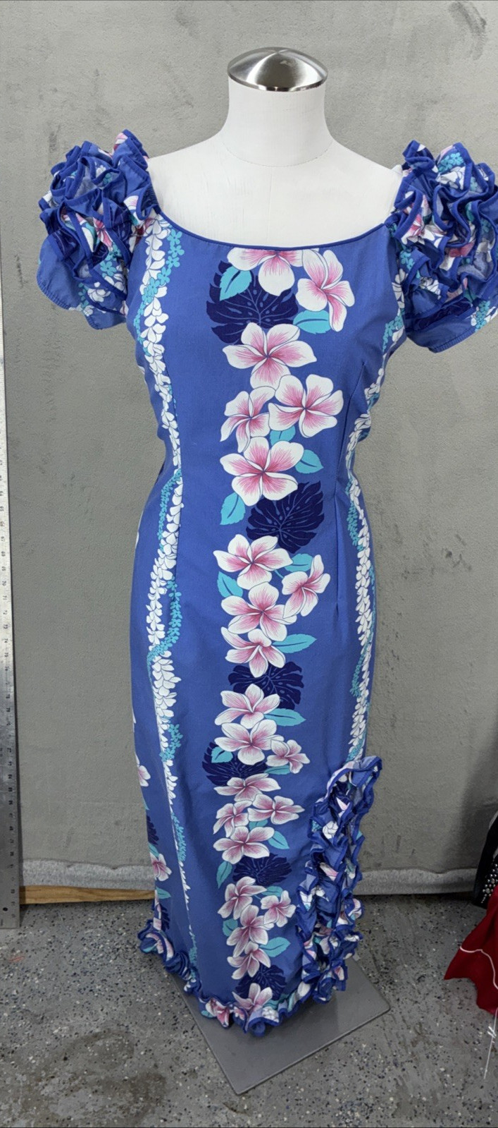 Vintage Royal Creations Hawaiian Maxi Dress Floral Resort Vacation USA Womens Lg