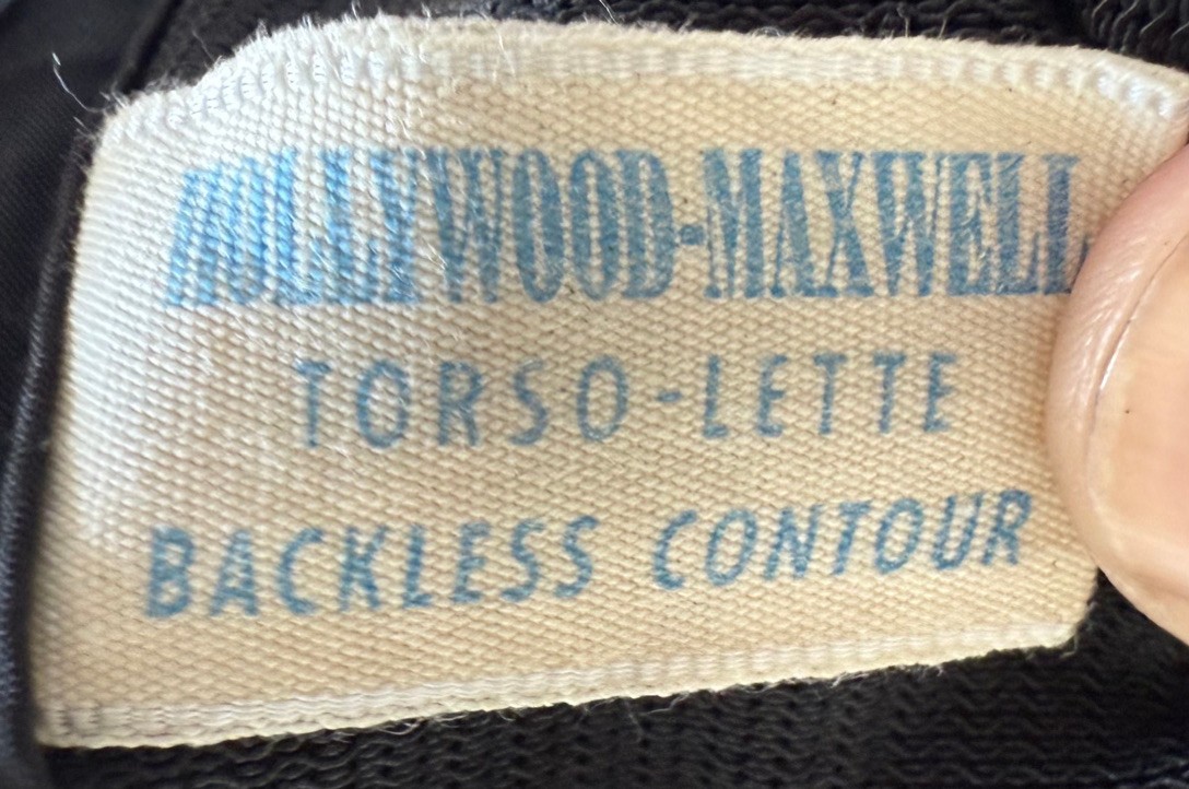 Vintage Hollywood Maxwell Torso Lette Black Corset Bra Lace Garters Sz 32C 8179