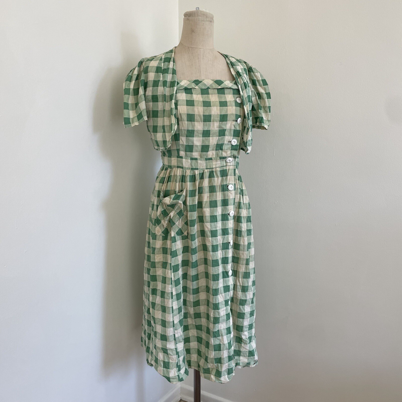 1950s Green Gingham Kenrose Dress Set