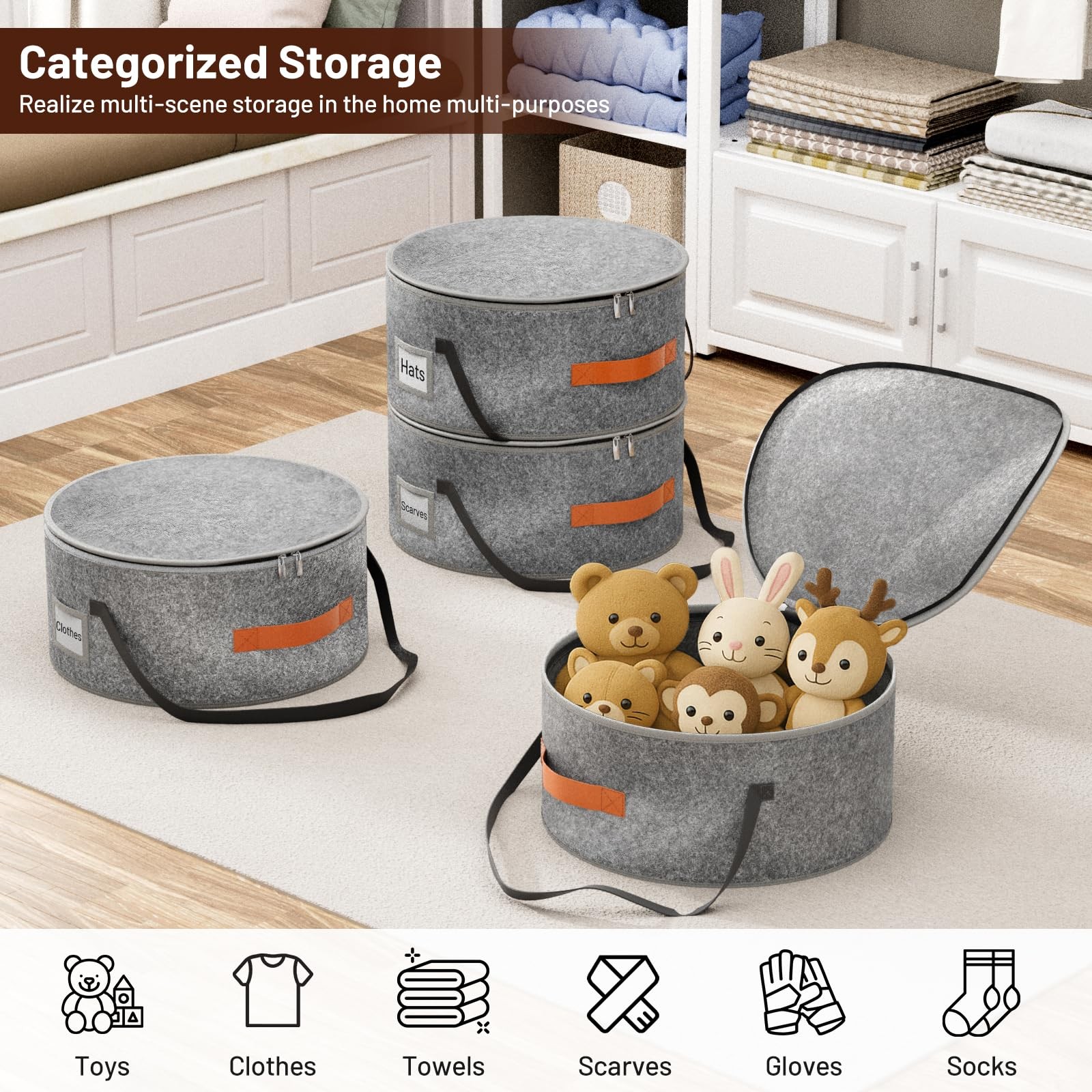 Cowboy Hat Box for Travel and Storage, Collapsible Cap Organizer Case with Handl