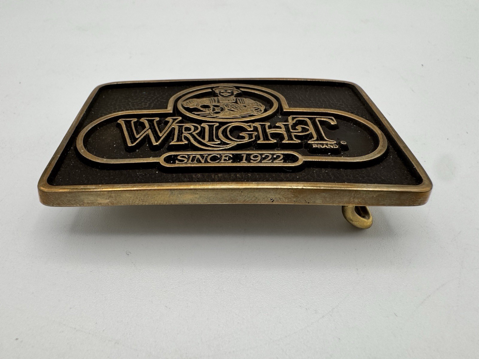 Vintage Wright Brand Brass Belt Buckle 75th Anniversary 1922-1997 Anacortes