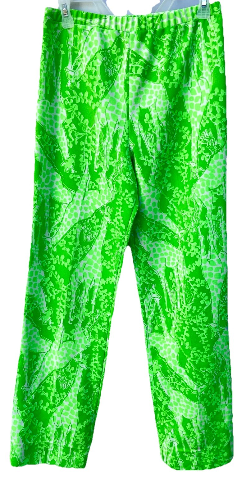 Rare Vintage “The Lilly” Lilly Pulitzer Bright Green Giraffe Pants Sz 10 Medium