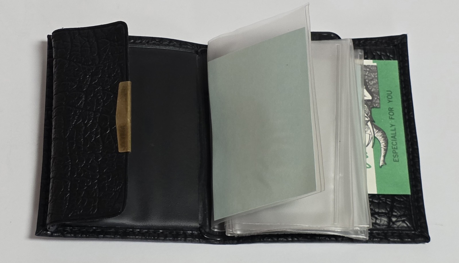 Vintage Black Bi-Fold Wallet/Billfold: Faux Elephant Hide of Vitron
