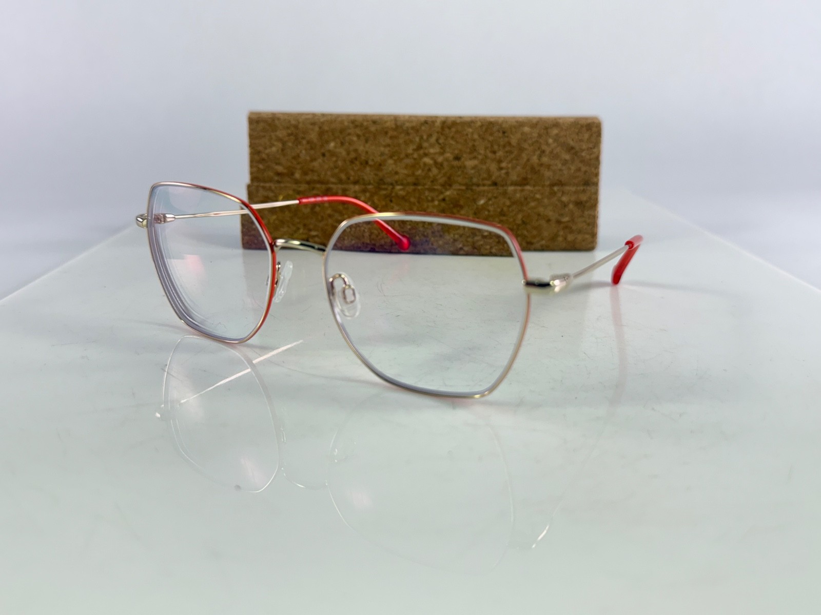 One True Pair OTP 132 S215 Gold Red Metal Geometric Eyeglasses Frames 53-17-137