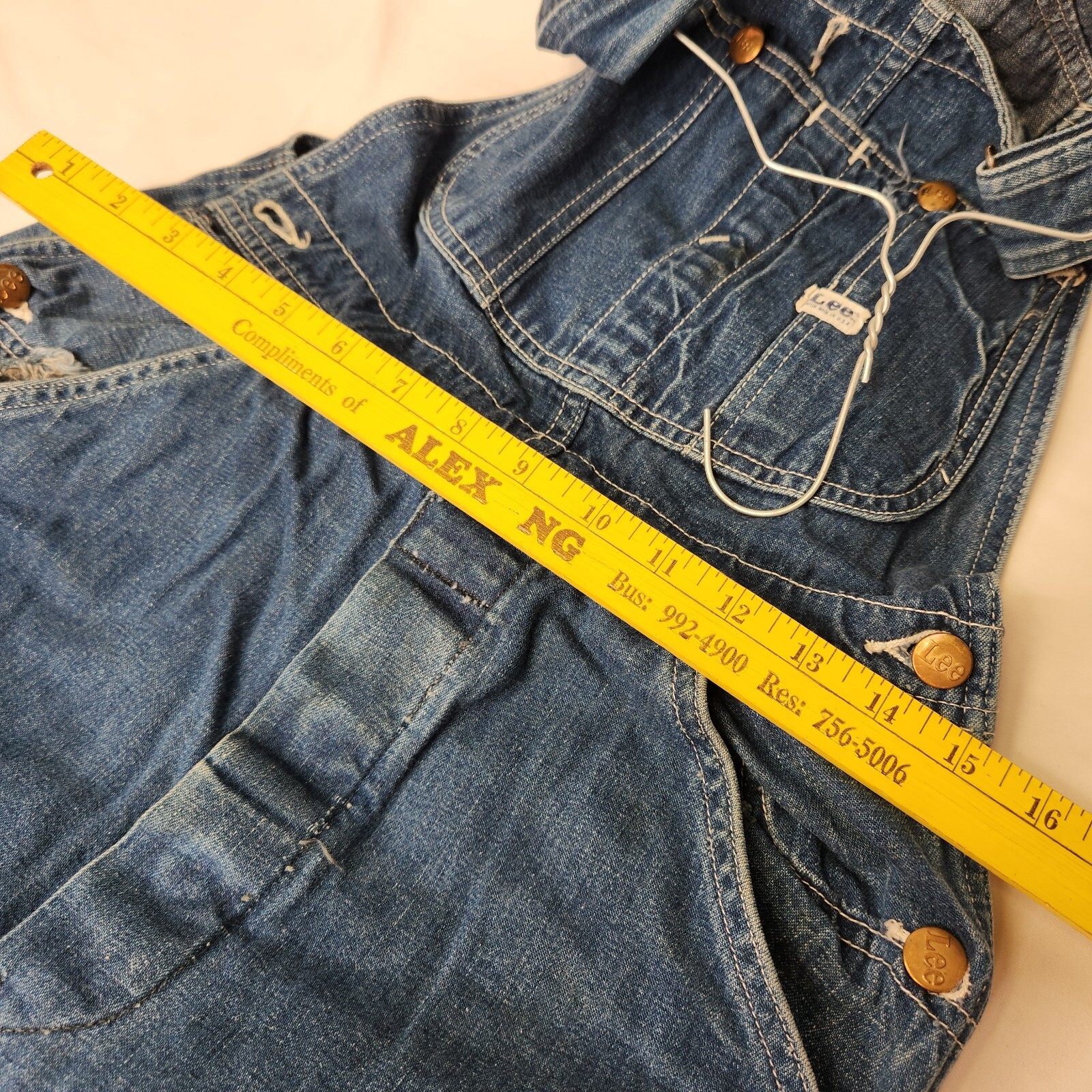 VTG Lee Jelt Denim Sanforized Bib Overalls 30×30 Baggy Union Made USA Distressed