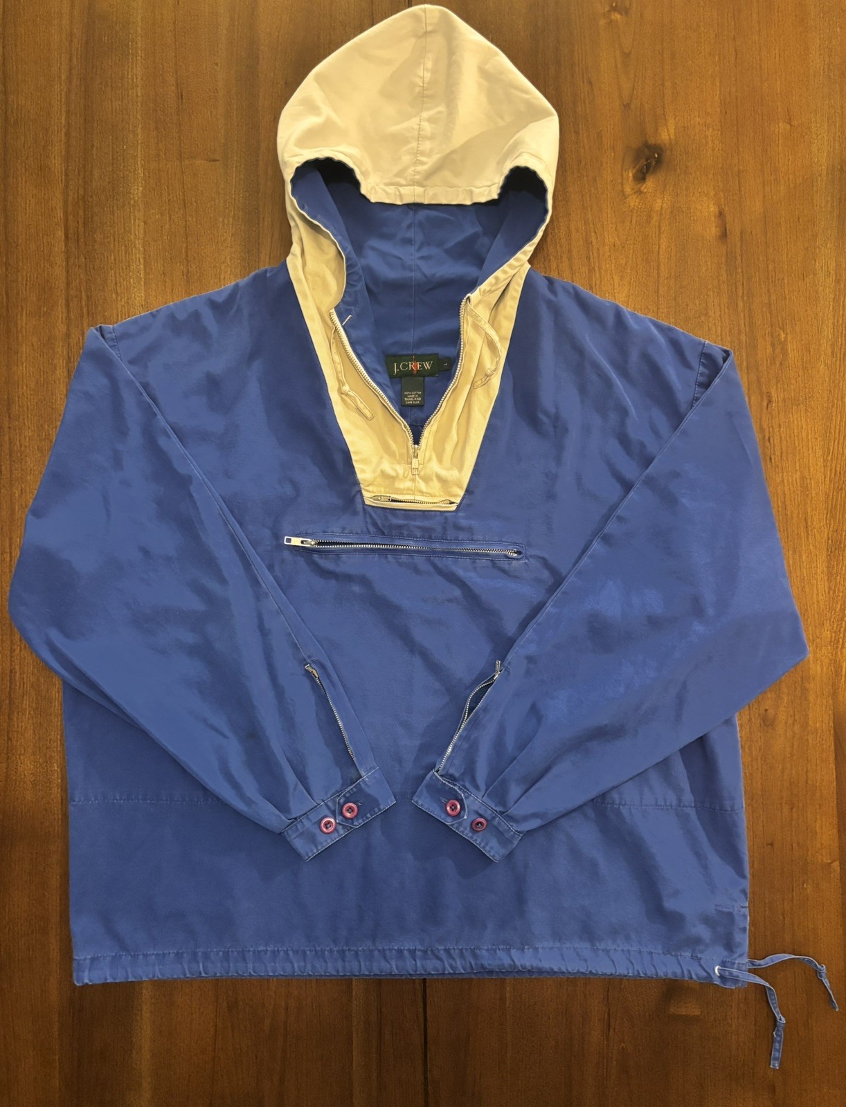 *Rare Vintage* 90s Two-Tone J.Crew Anorak Jacket Cobalt Blue/ Khaki | Large