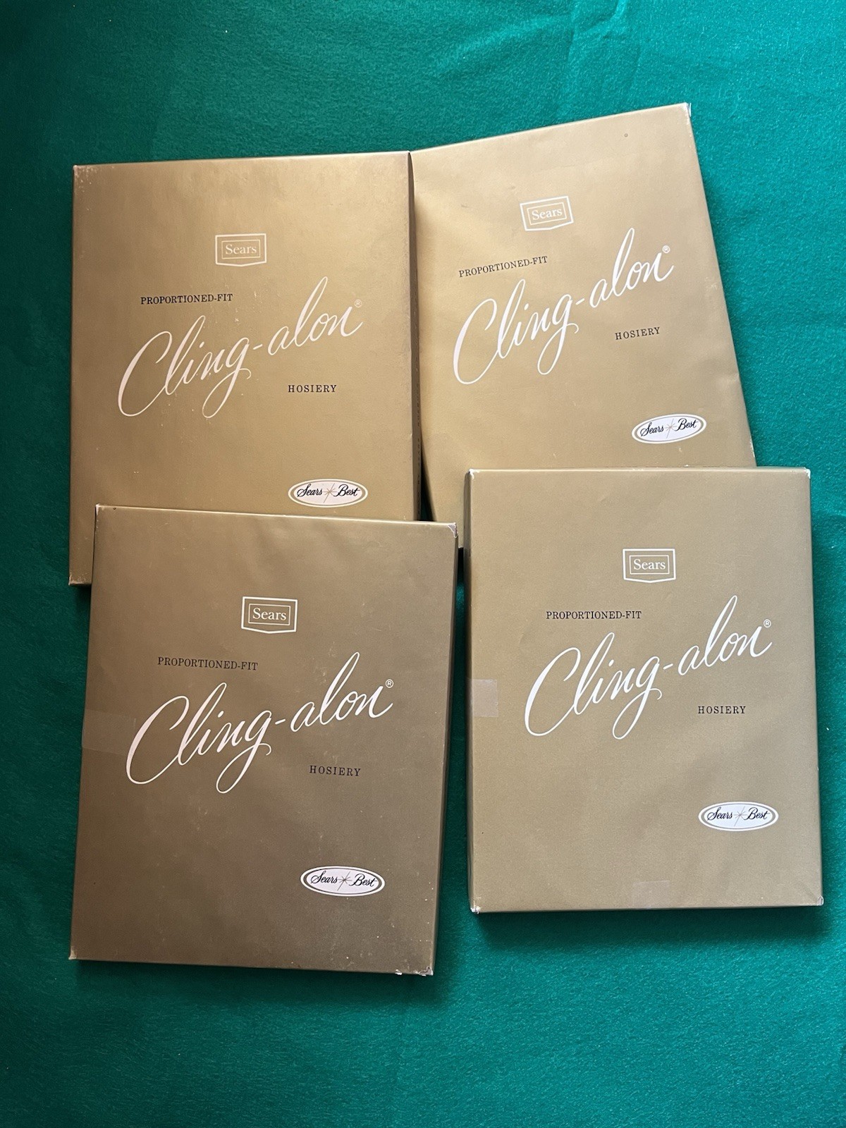 Lot of (4) boxes Vtg SEARS Cling-alon Hosiery Stocking Thigh Hi • 11 Pairs • NOS