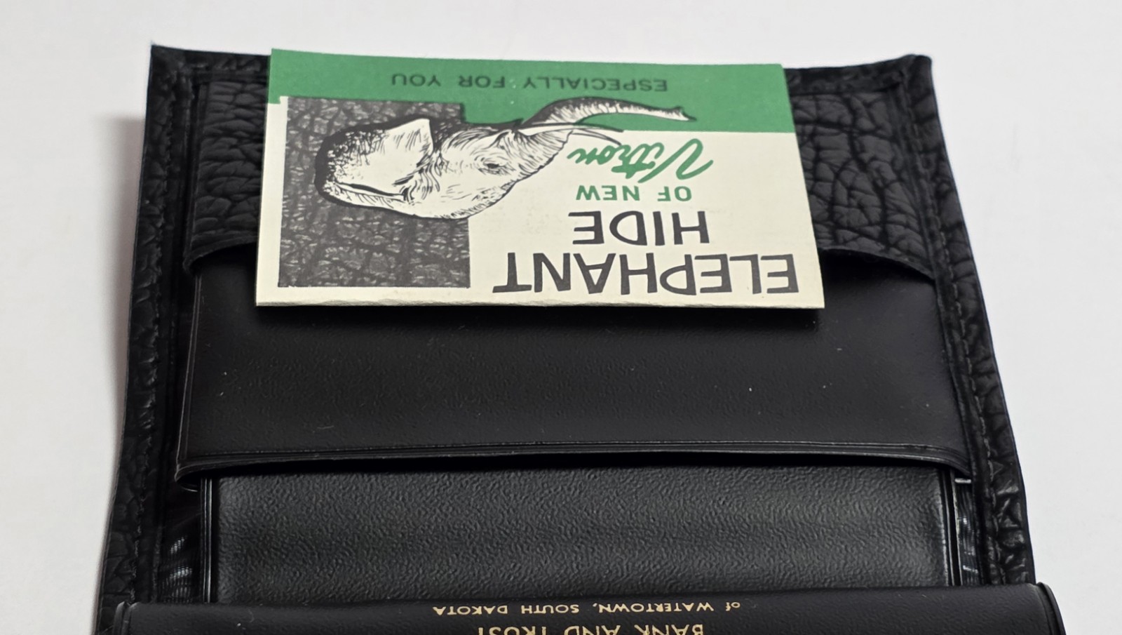 Vintage Black Bi-Fold Wallet/Billfold: Faux Elephant Hide of Vitron