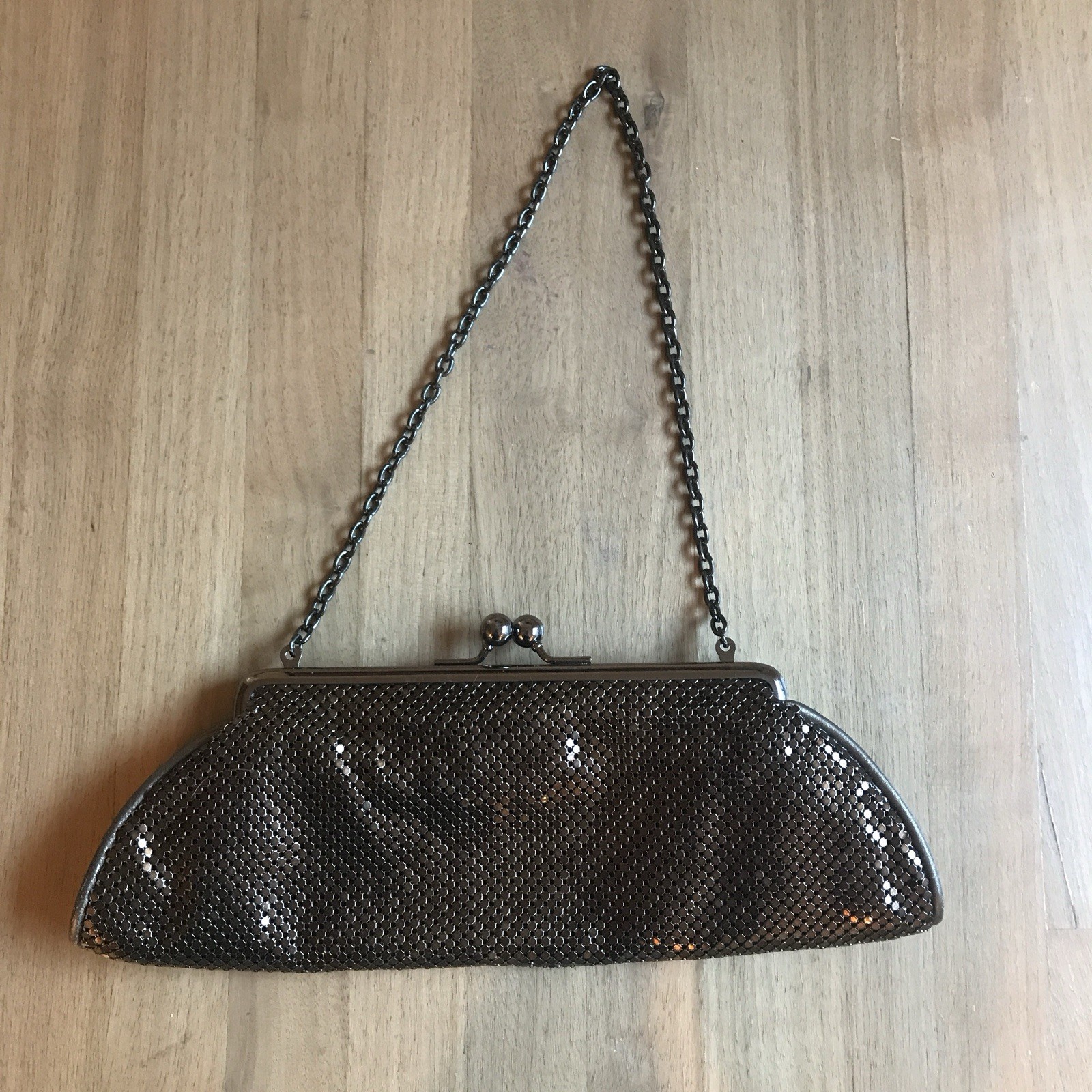 Vintage Whiting and Davis Bronze Mesh Evening Bag Clutch Purse