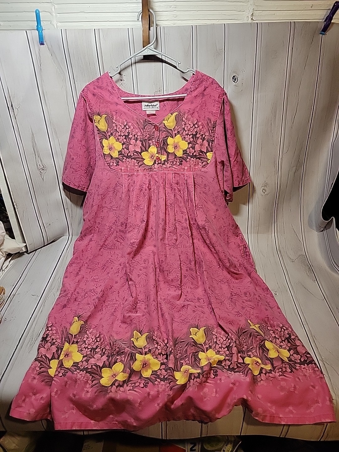 Vintage Anthony Richards Pink Hawaiin Muumuu Nightgown House Dress Size XLg