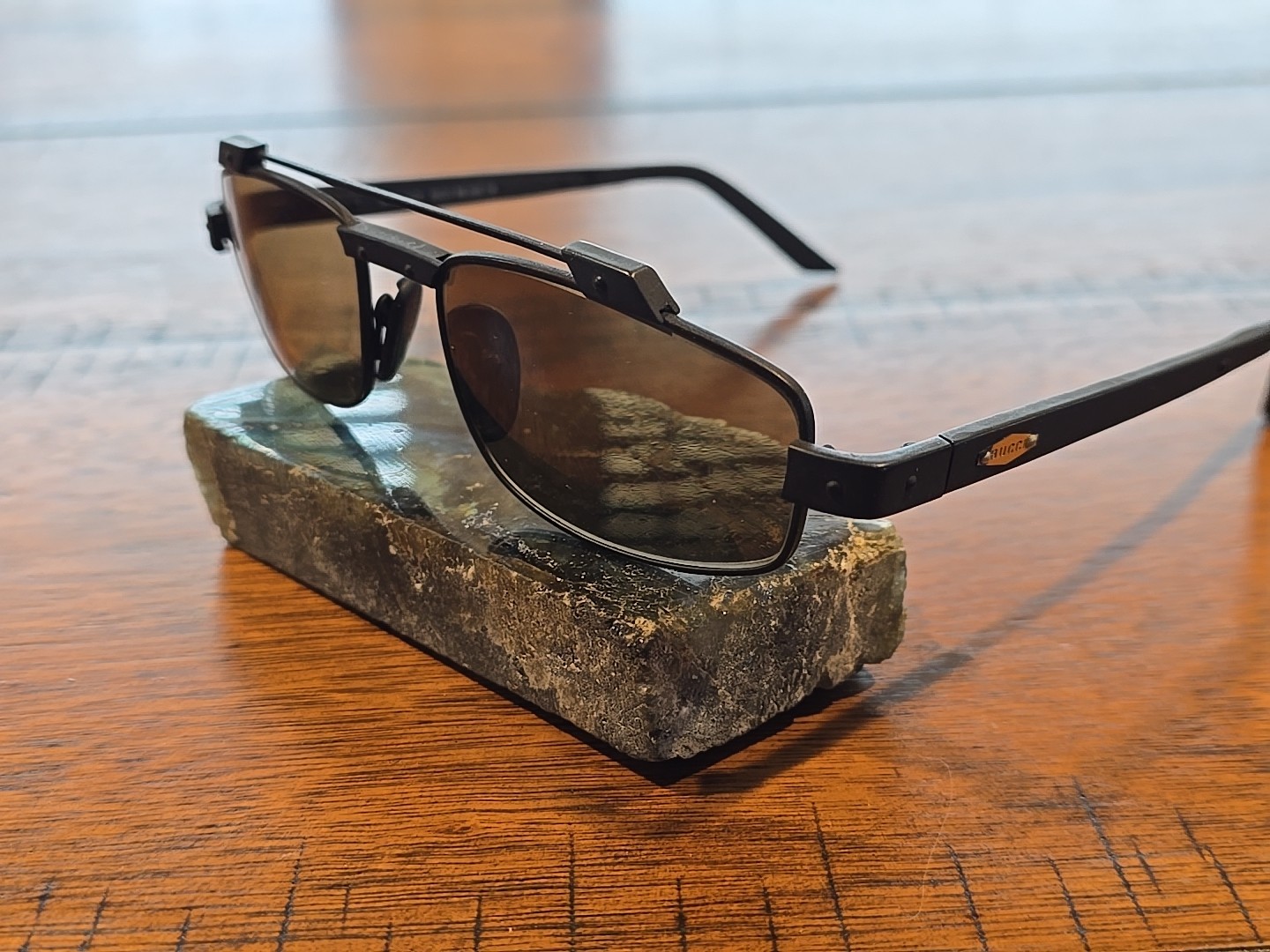 Vintage Bucci Matte Black Frame Sunglasses & Case Italy