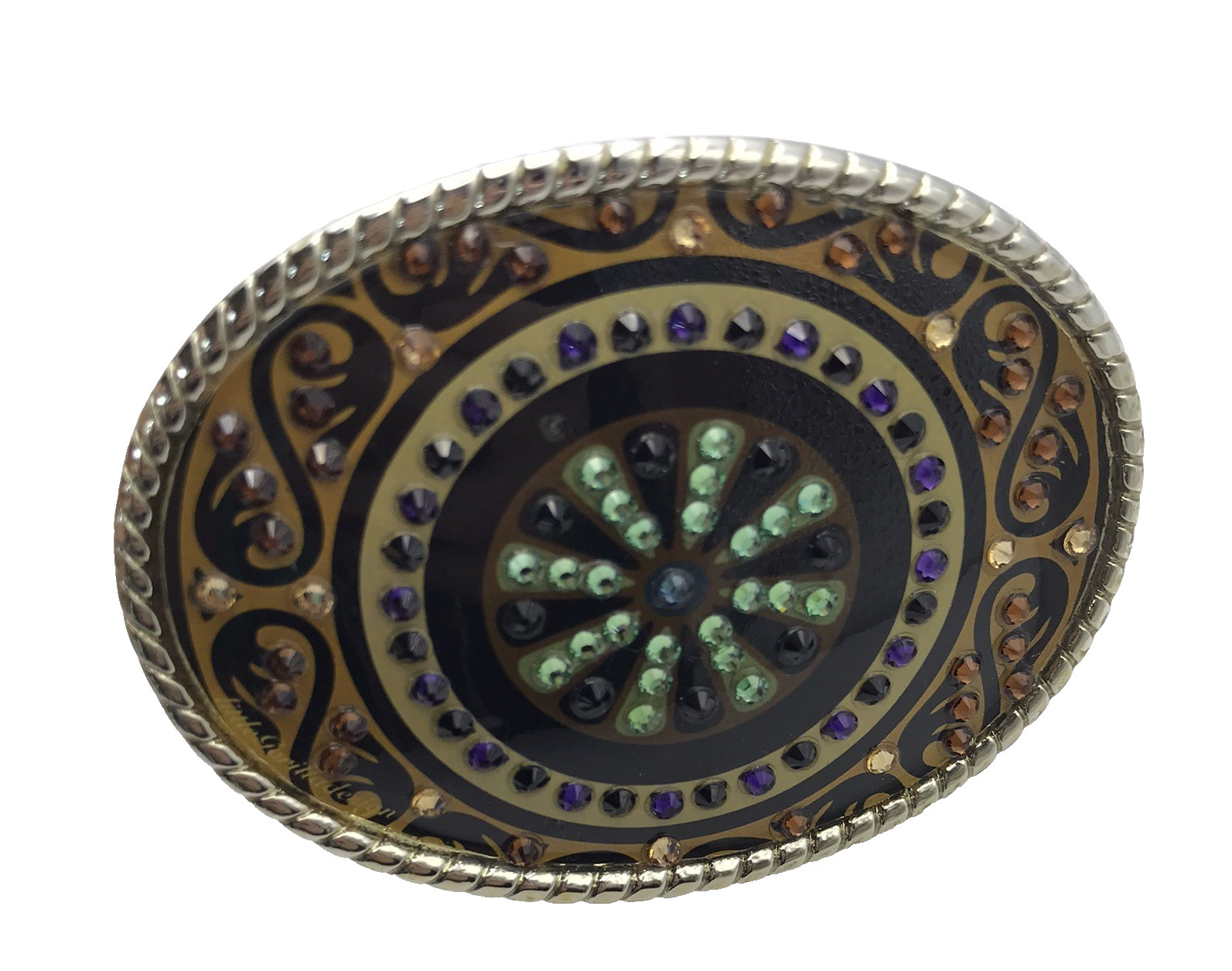 Vintage Little Gorilla Design Crystals Boho Brown Belt Buckle Westerncore retro