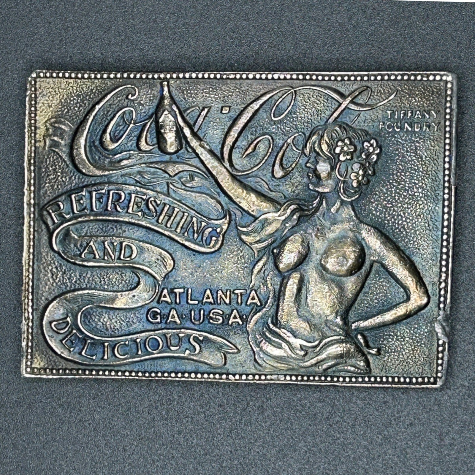 Vintage Coca-Cola Belt Buckle Tiffany Foundry Art Nouveau Atlanta GA