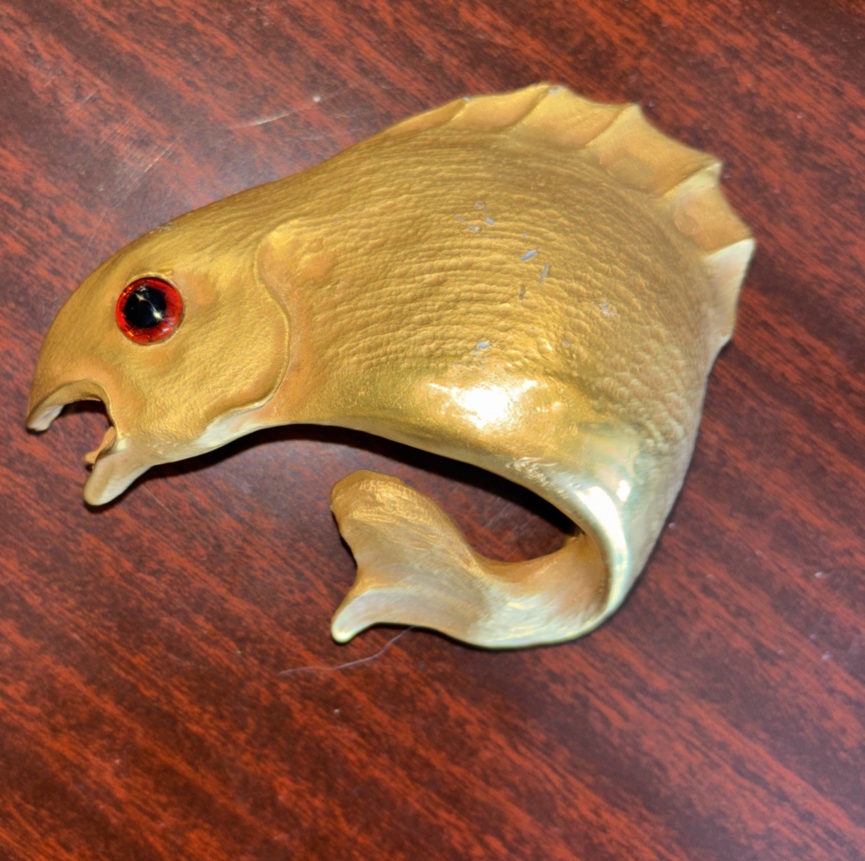 Christopher Ross Gold Plated Belt Buckle Fish Glass Eye Rare Vintage