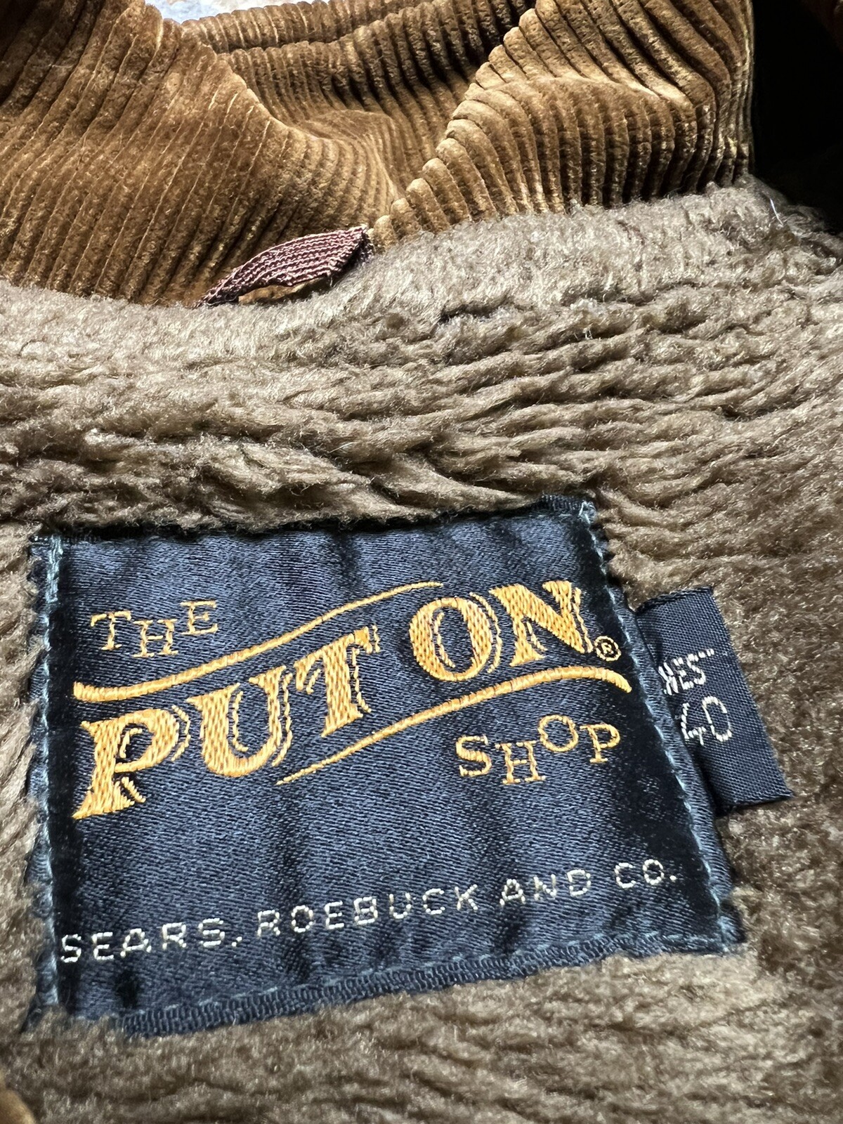Vintage 1960s Sears Roebuck & Co The Put On Shop Jacket Sherpa Corduroy Size 40