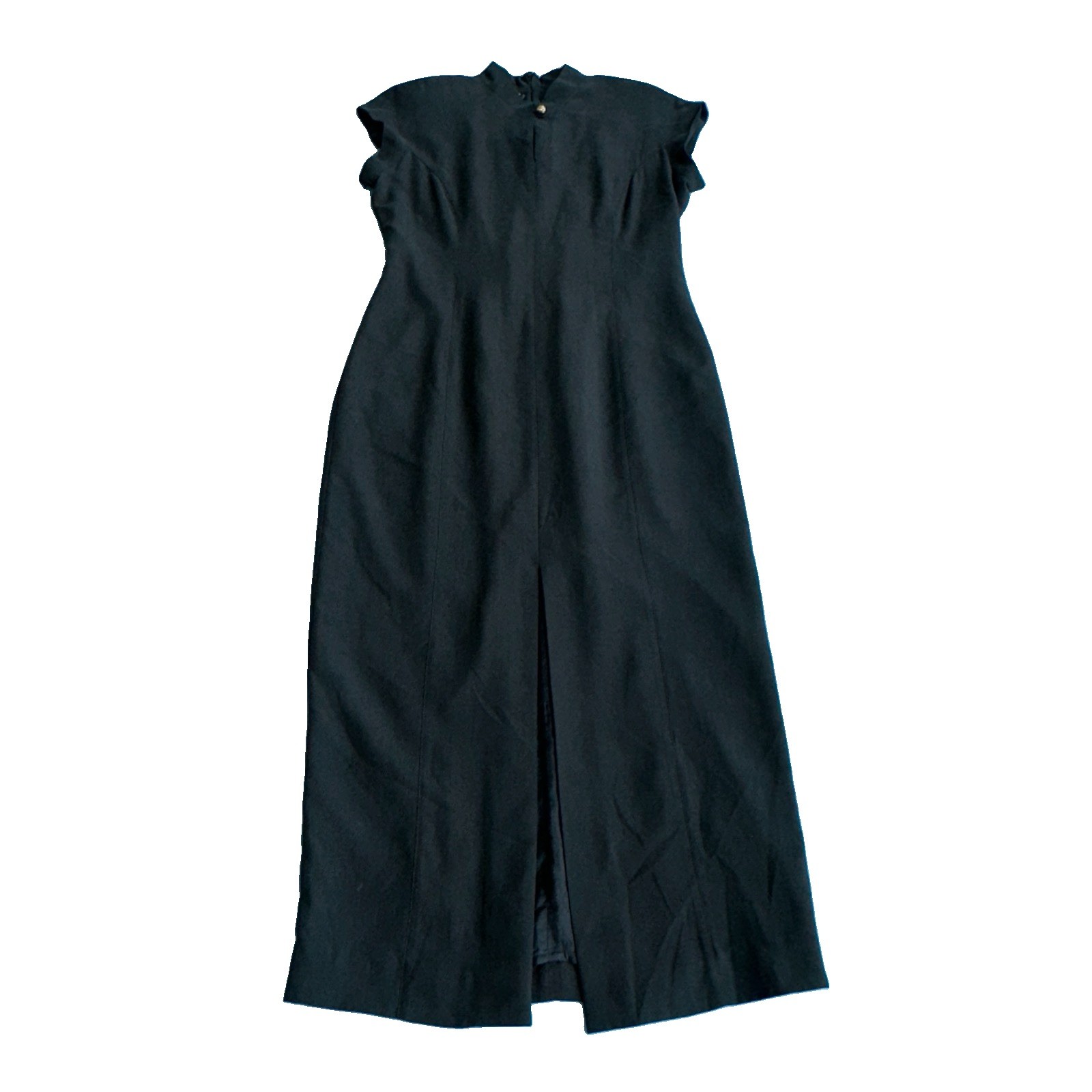 Vtg Georgiou Silk BLACK DRESS Women 10 Med Cocktail Evening Old Money 80s Fitted