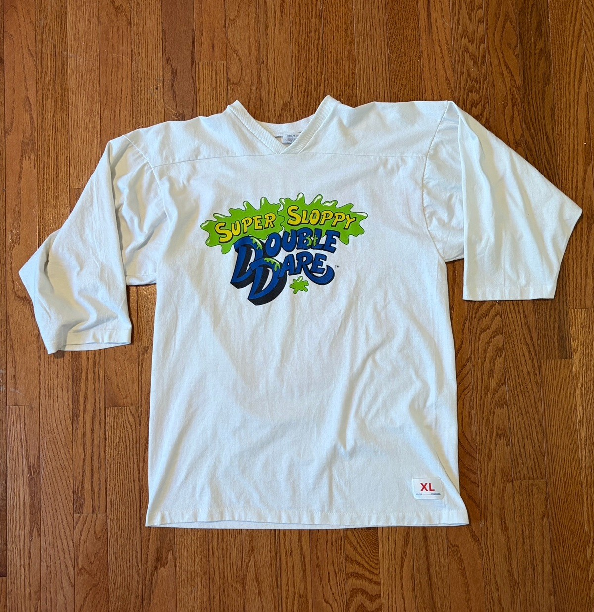 VTG NICKELODEON Super Sloppy DOUBLE DARE STAFF SHIRT SIZE XL Men’s 80s MILLER
