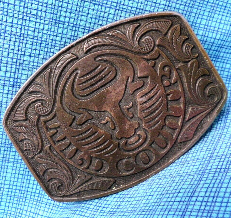 Wild Country Toro Bull Belt Buckle Western Filigree Floral Scroll Vtg 70s.MMR552
