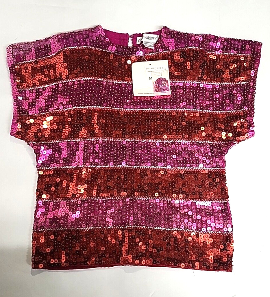 Sequin CATHY HARDWICK Jacket Disco Vintage 70 80 90s Couture Memphis Red Fuschia