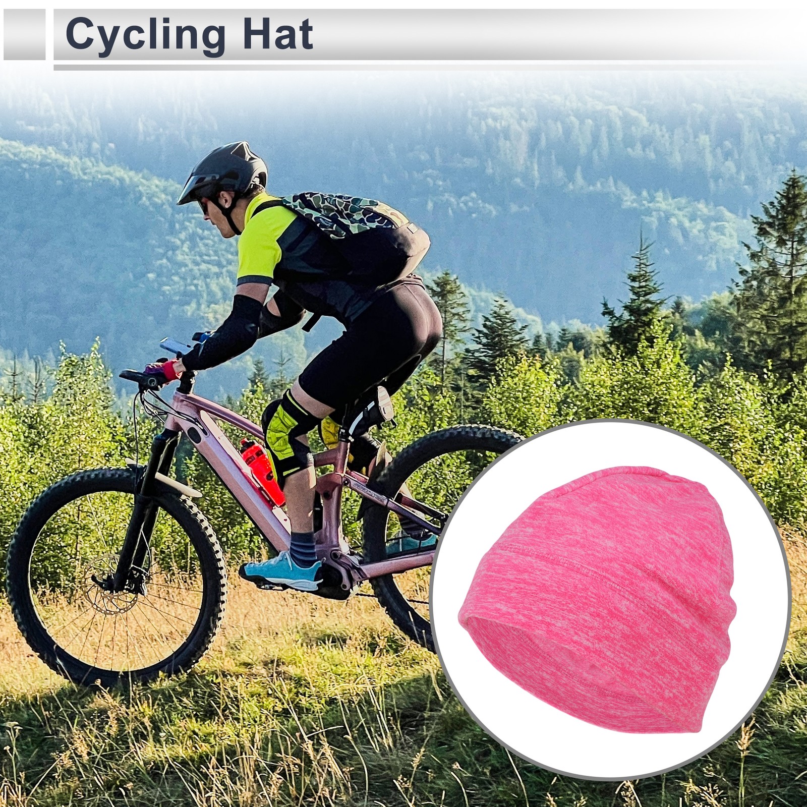 Pink Polyester Thermal Cycling Hat One Size 26x20cm 1 Piece