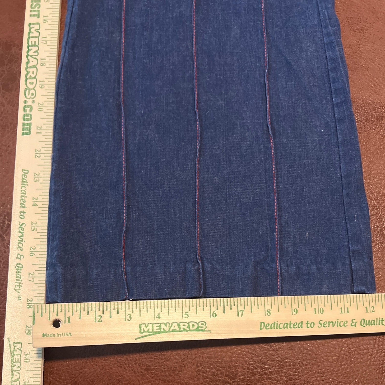 Vintage Sears Jr Bazaar Wide Leg Jeans Dark Wash Red Stitch High Rise Size 13